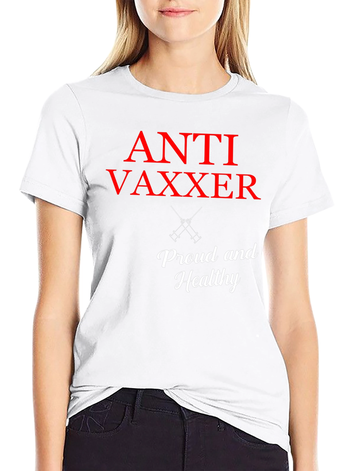Black Anti Vaxxer T-Shirt - Proud & Healthy Statement Tee view 9