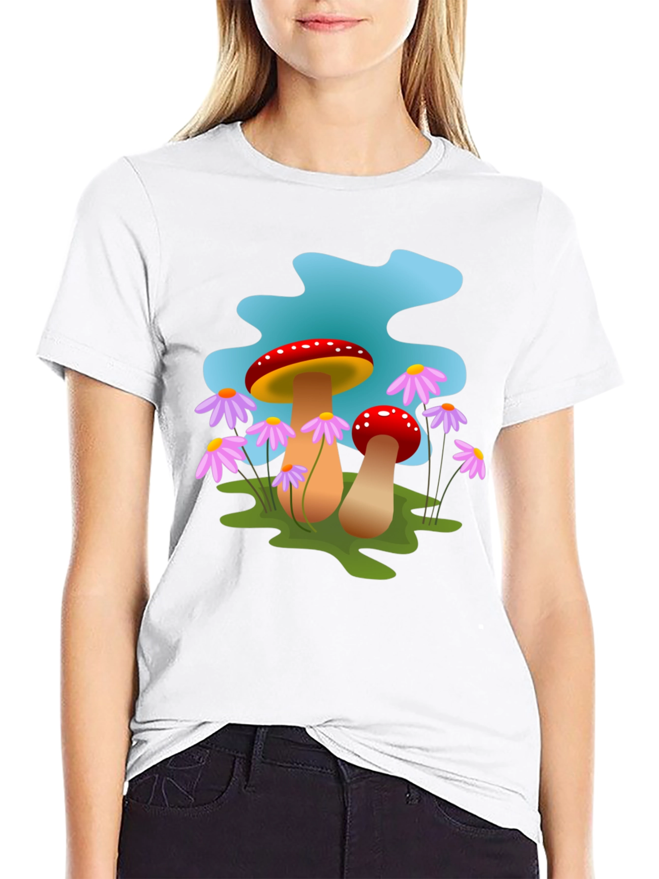 Black Mushroom Graphic Tee - Funky Design view 9