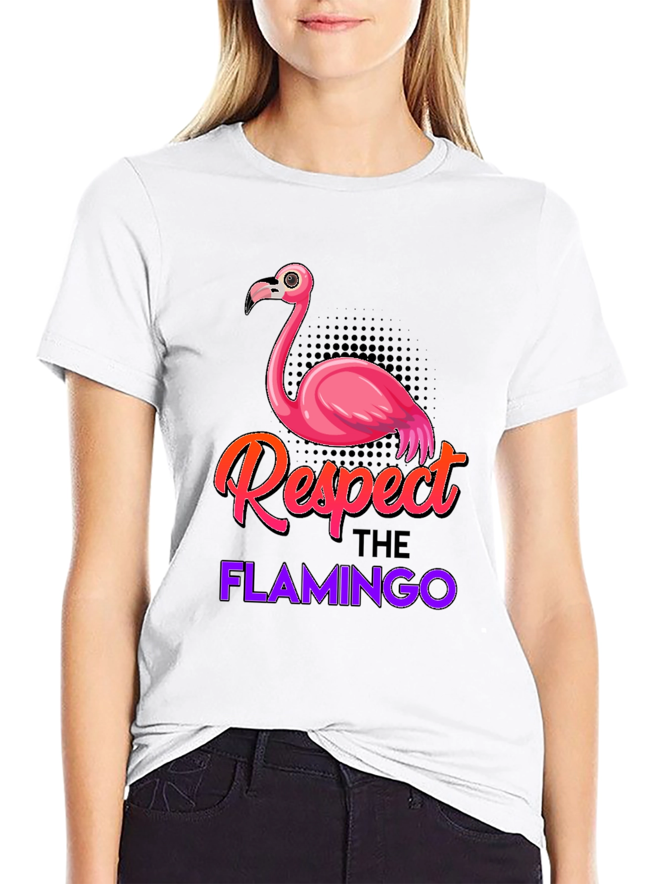 Black Respect the Flamingo Graphic Tee view 9