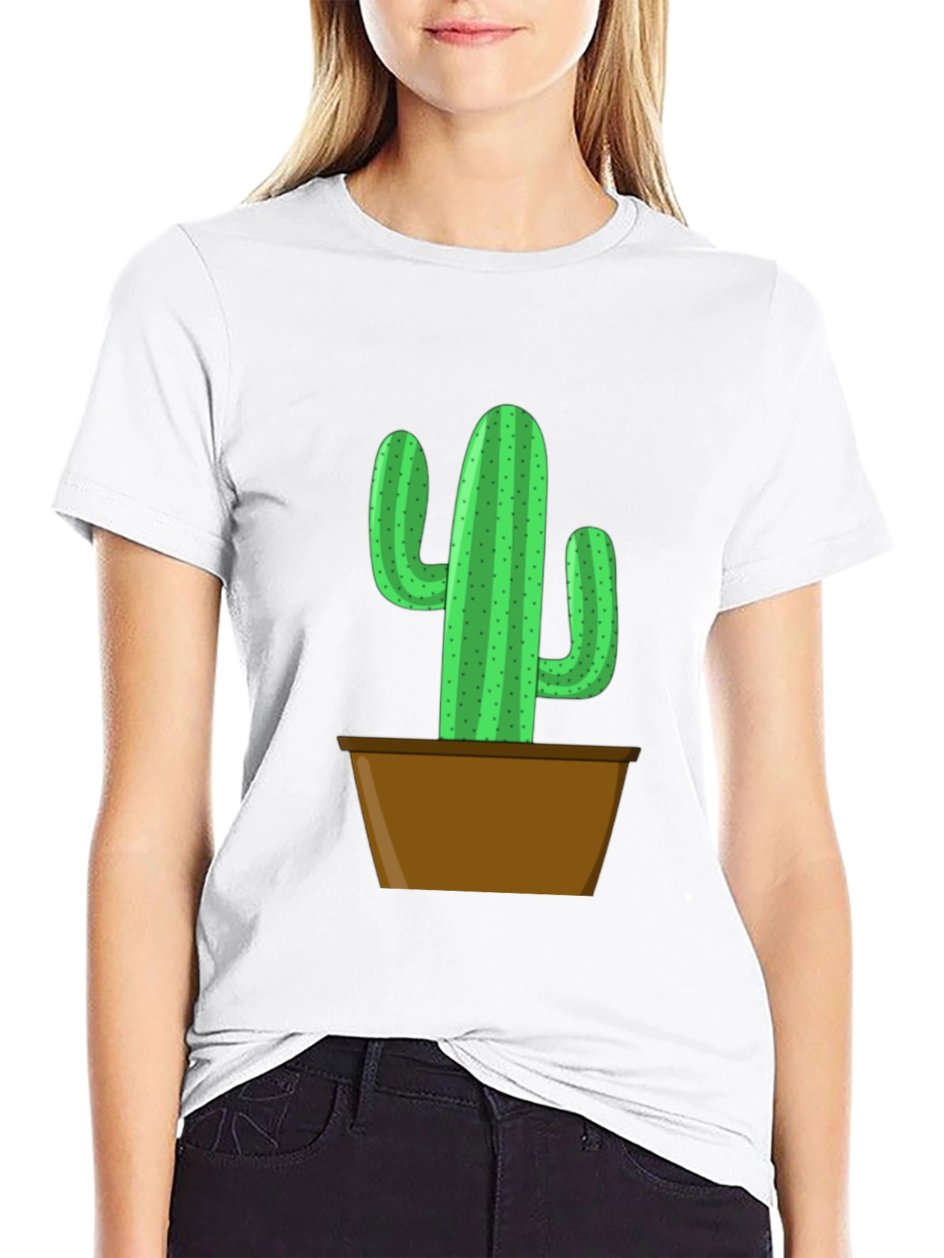 Black Potted Cactus Graphic Tee - Black Cotton Blend view 9