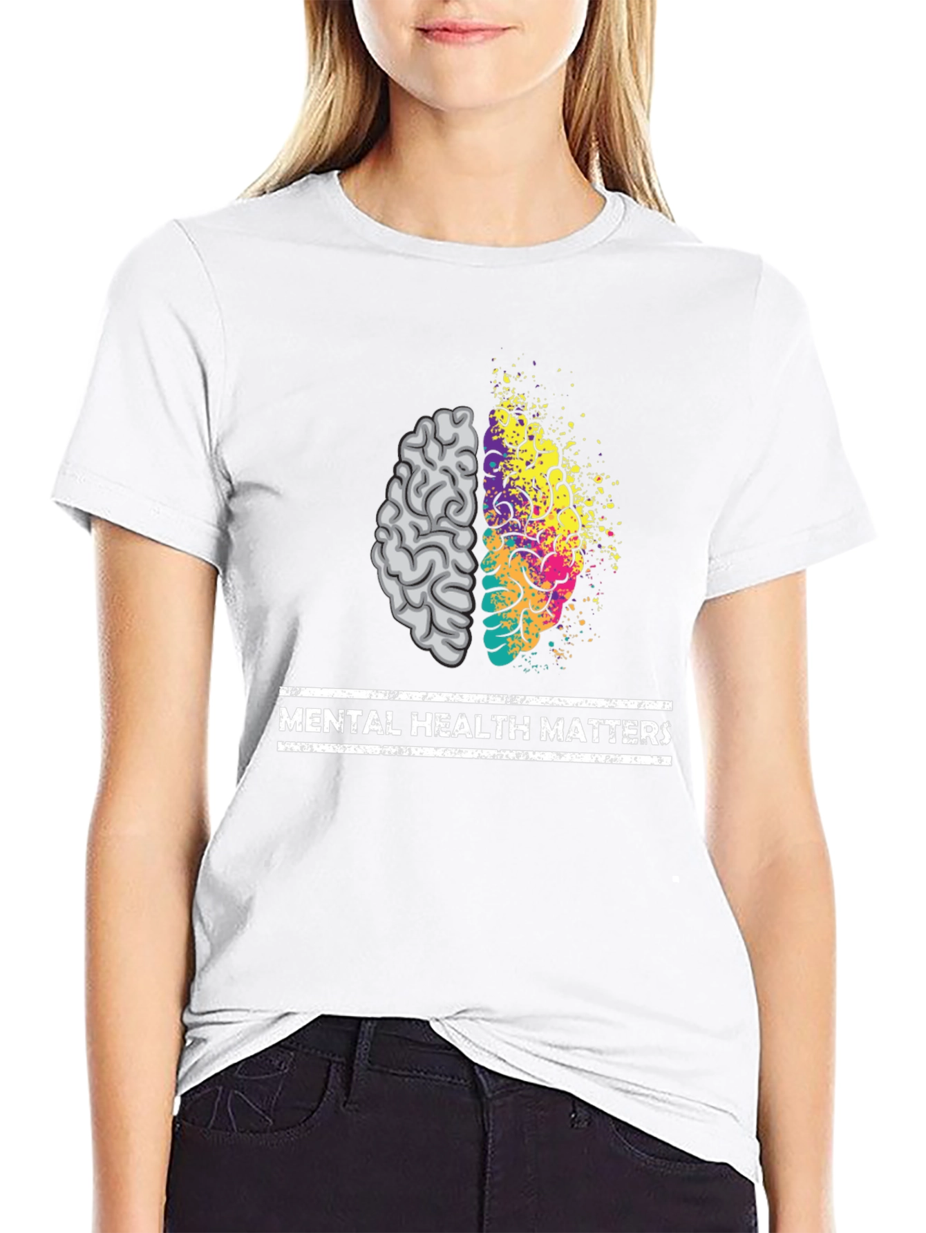 Black Mental Health Matters Brain Graphic Tee - Unisex view 9