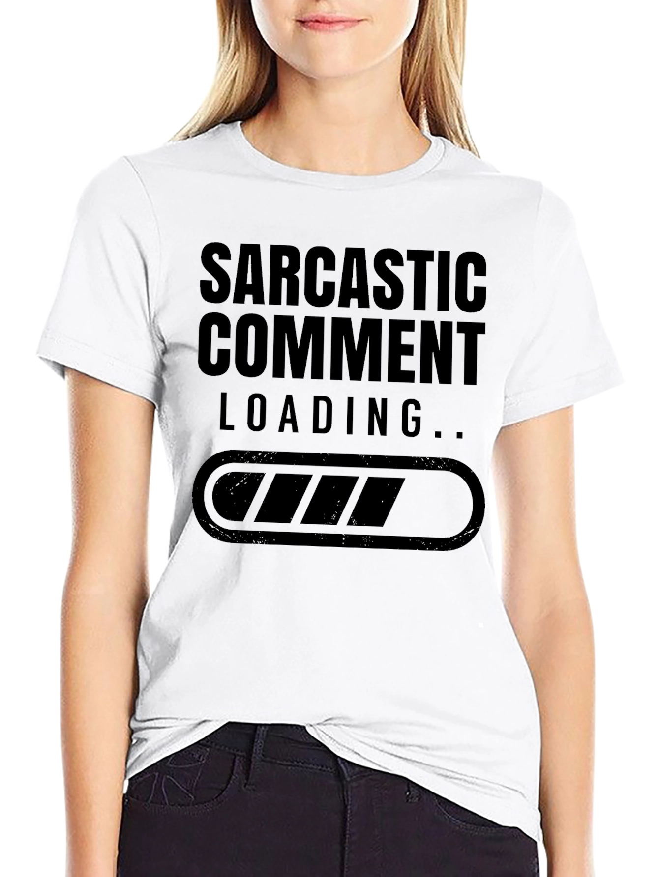 Black Sarcastic Comment Loading T-Shirt view 9