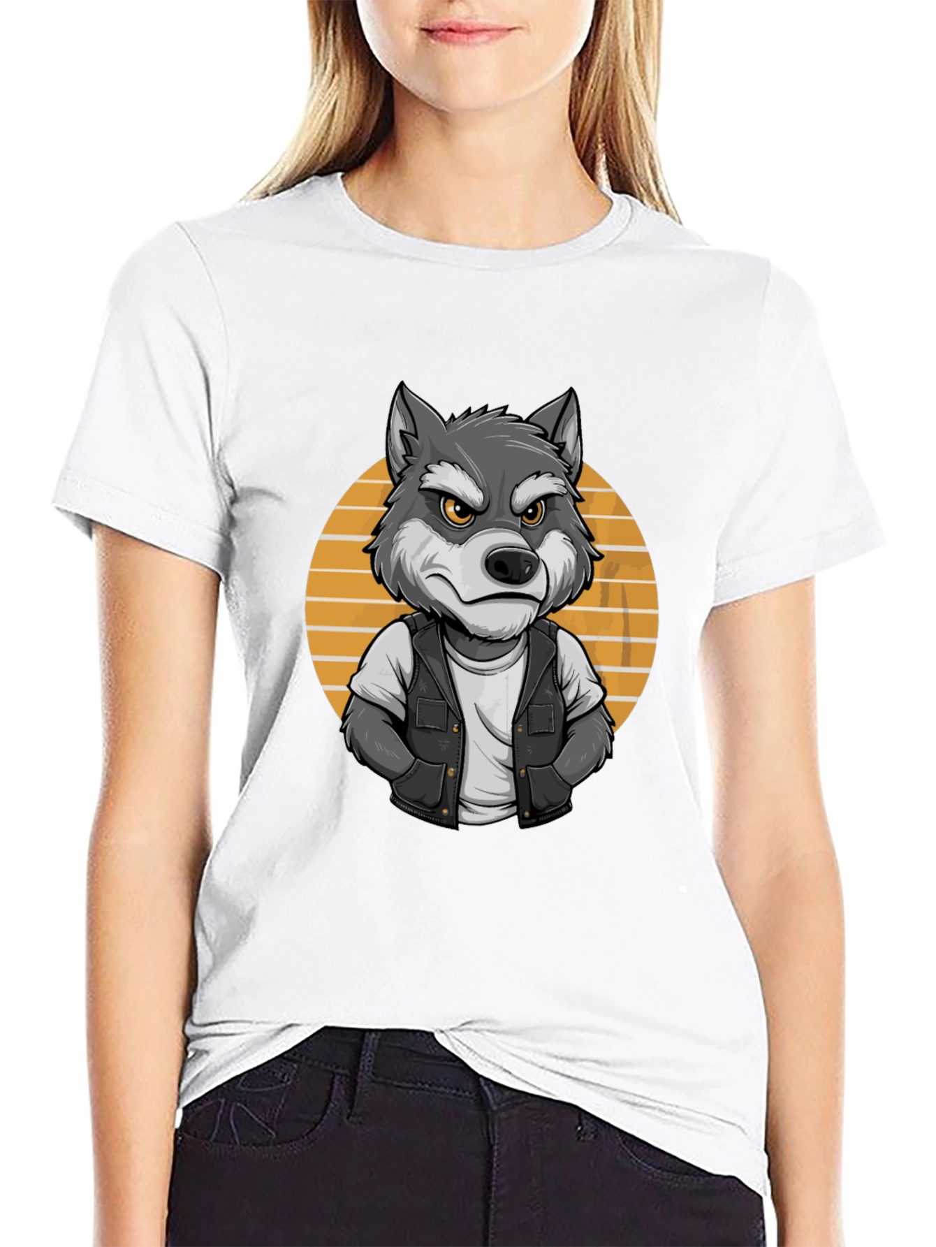 Black Cool Wolf Graphic Tee - Black T-Shirt view 9