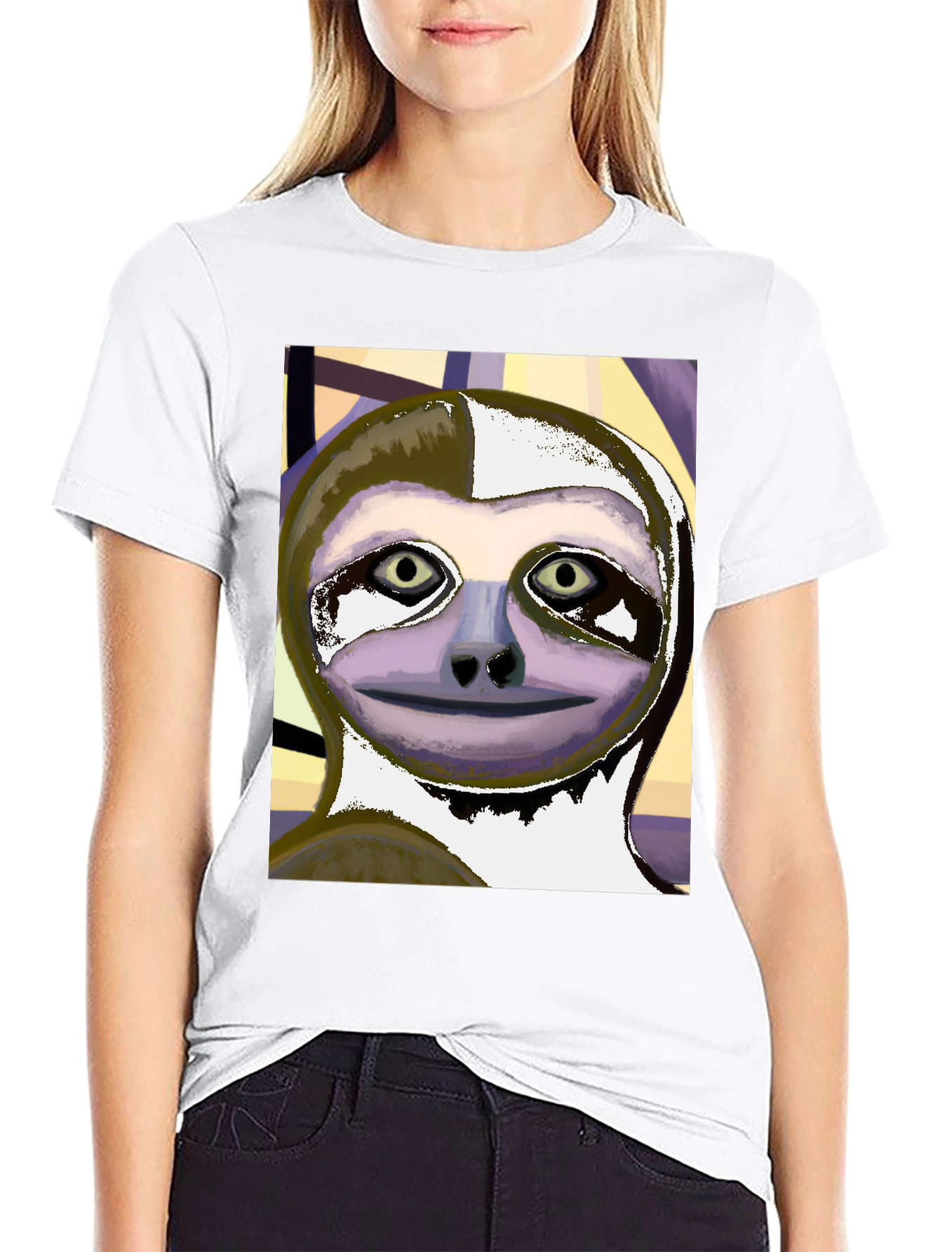 Black Sloth Art Tee - Black Unisex T-Shirt view 9
