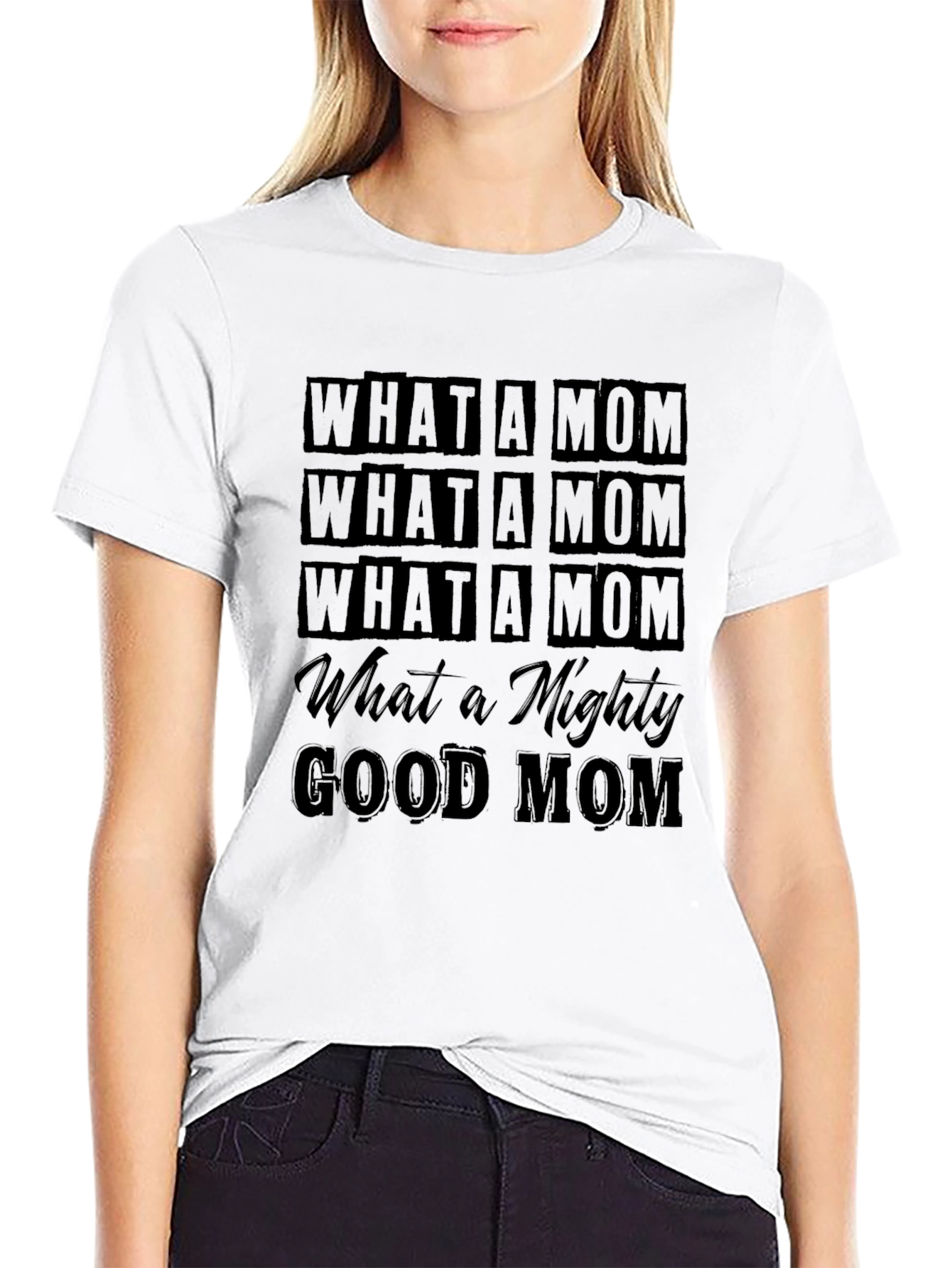 Black What a Mighty Good Mom Black Graphic T-Shirt view 9