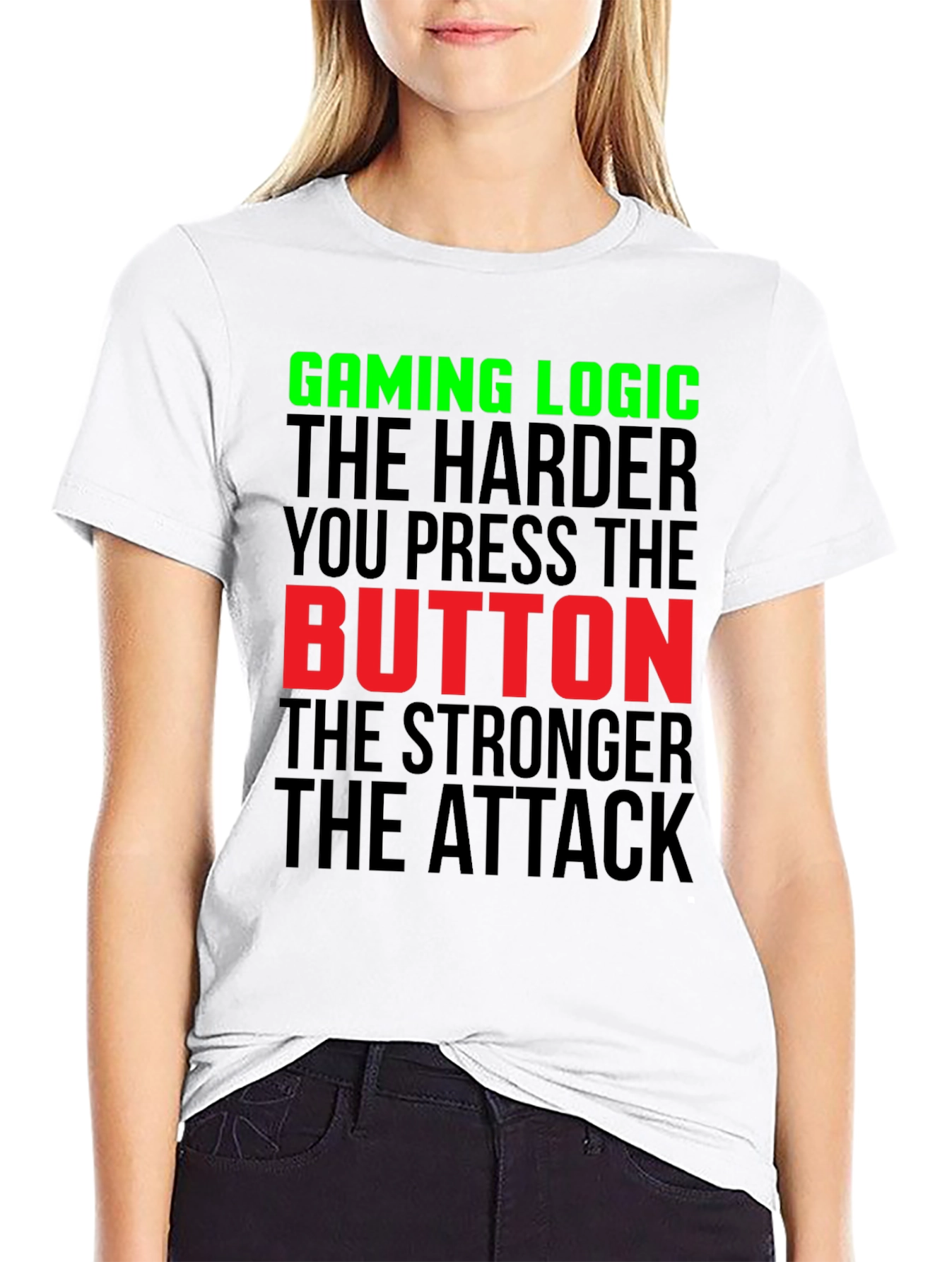 Black Gaming Logic T-Shirt - Harder You Press the Button view 9