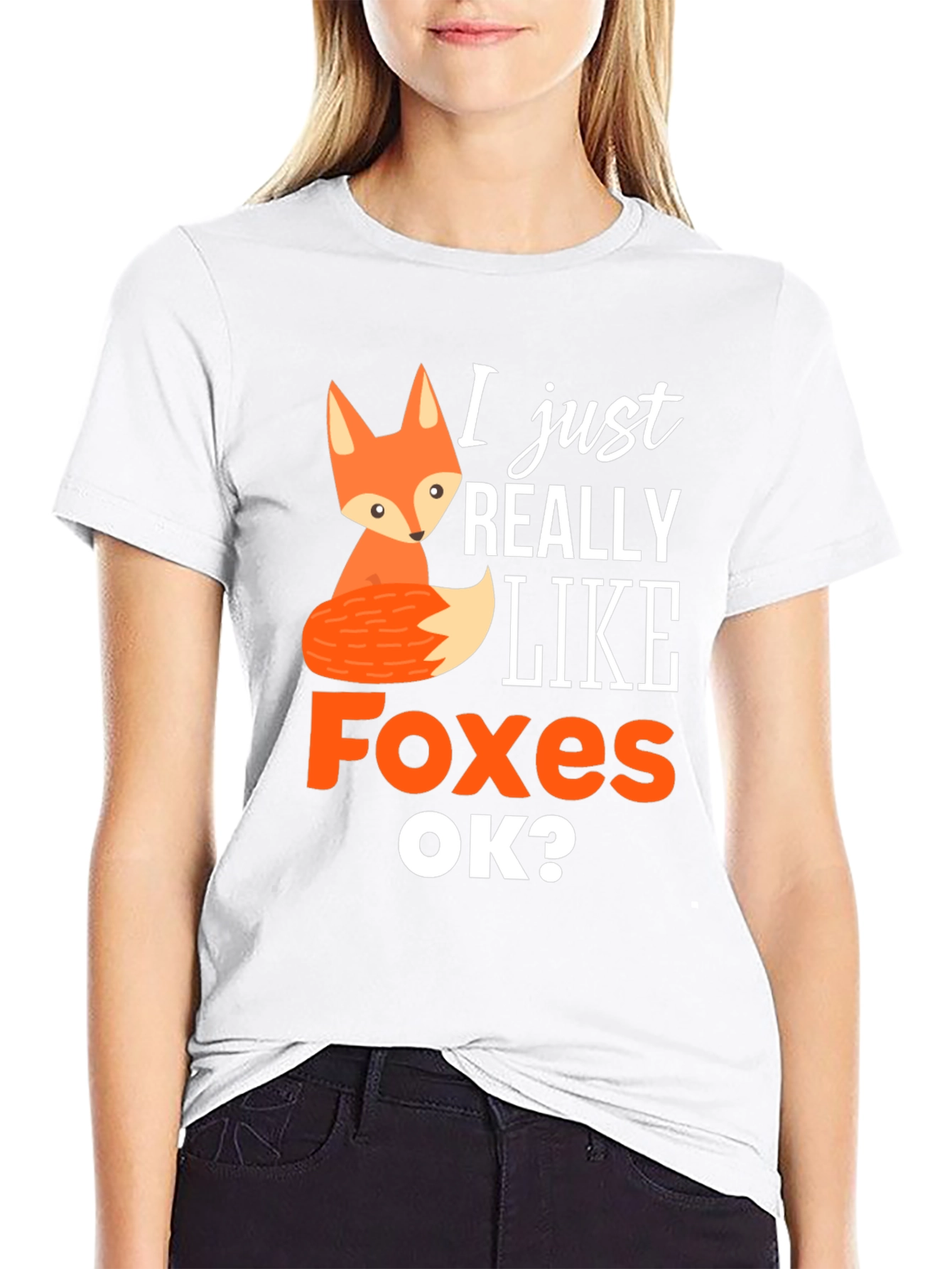 Black Cute Fox Graphic Tee - I Just Really Like Foxes view 9