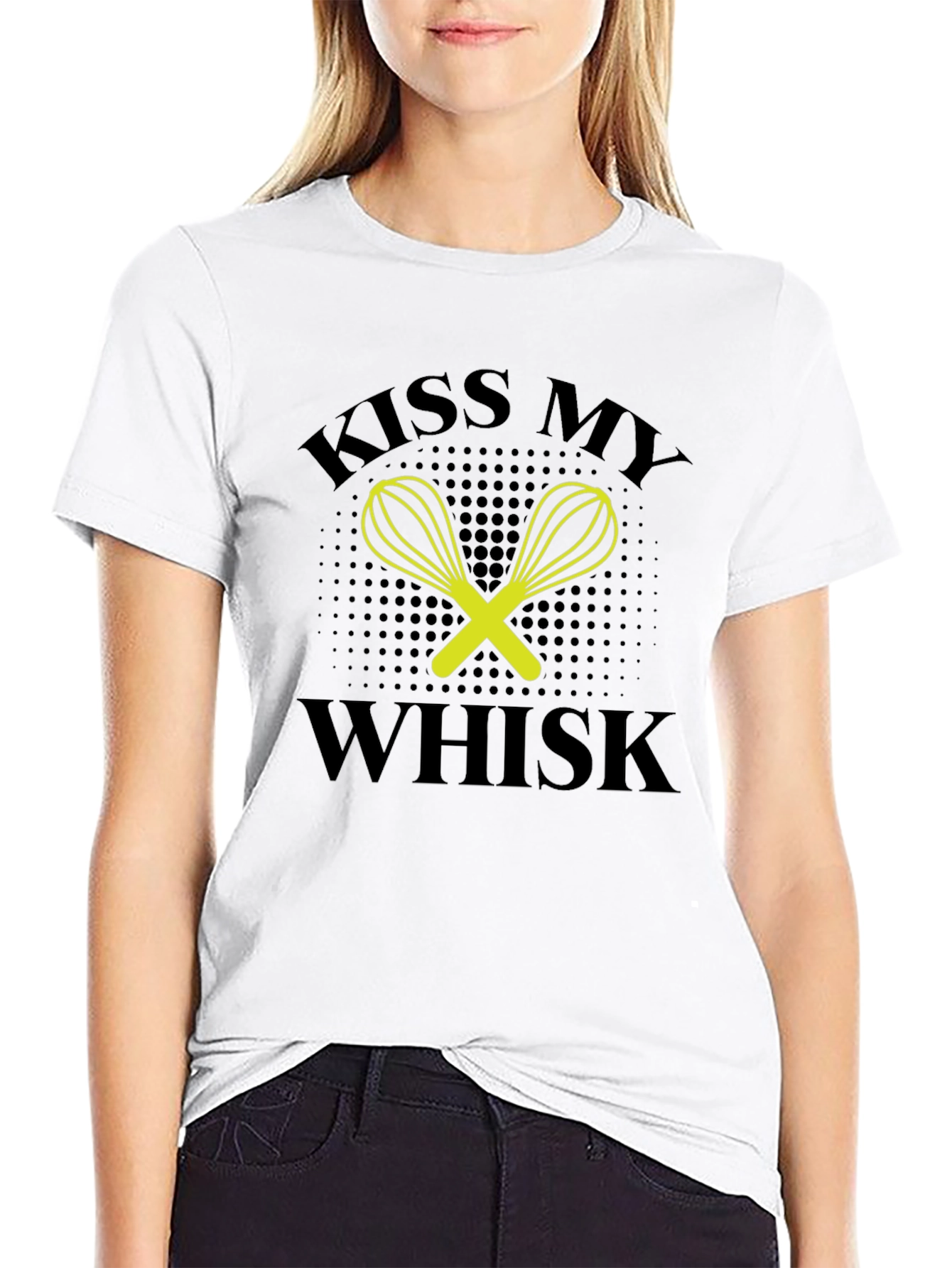 Black Kiss My Whisk Graphic Tee - Black Cotton Blend view 9