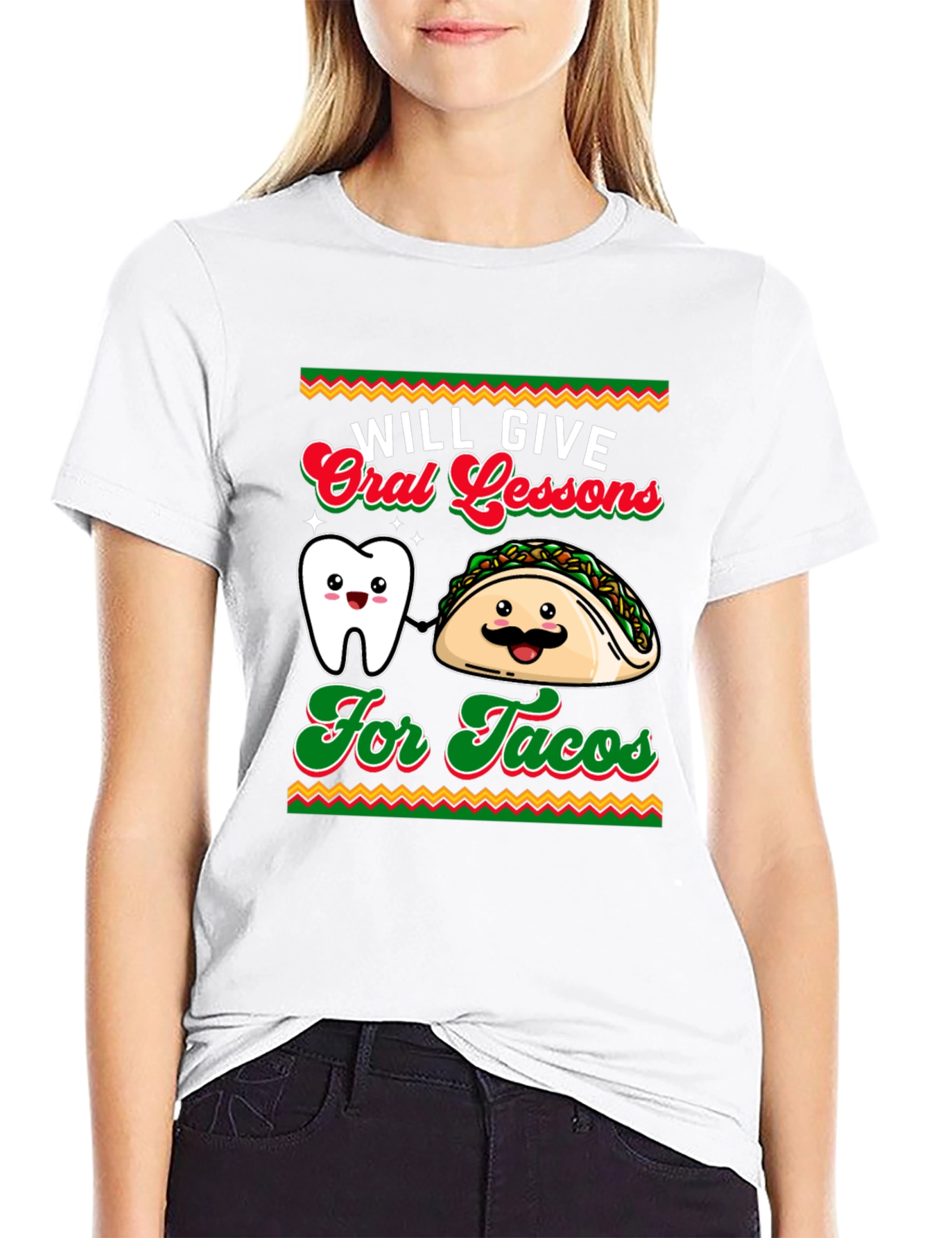 Black Will Give Oral Lessons For Tacos Graphic T-Shirt view 9
