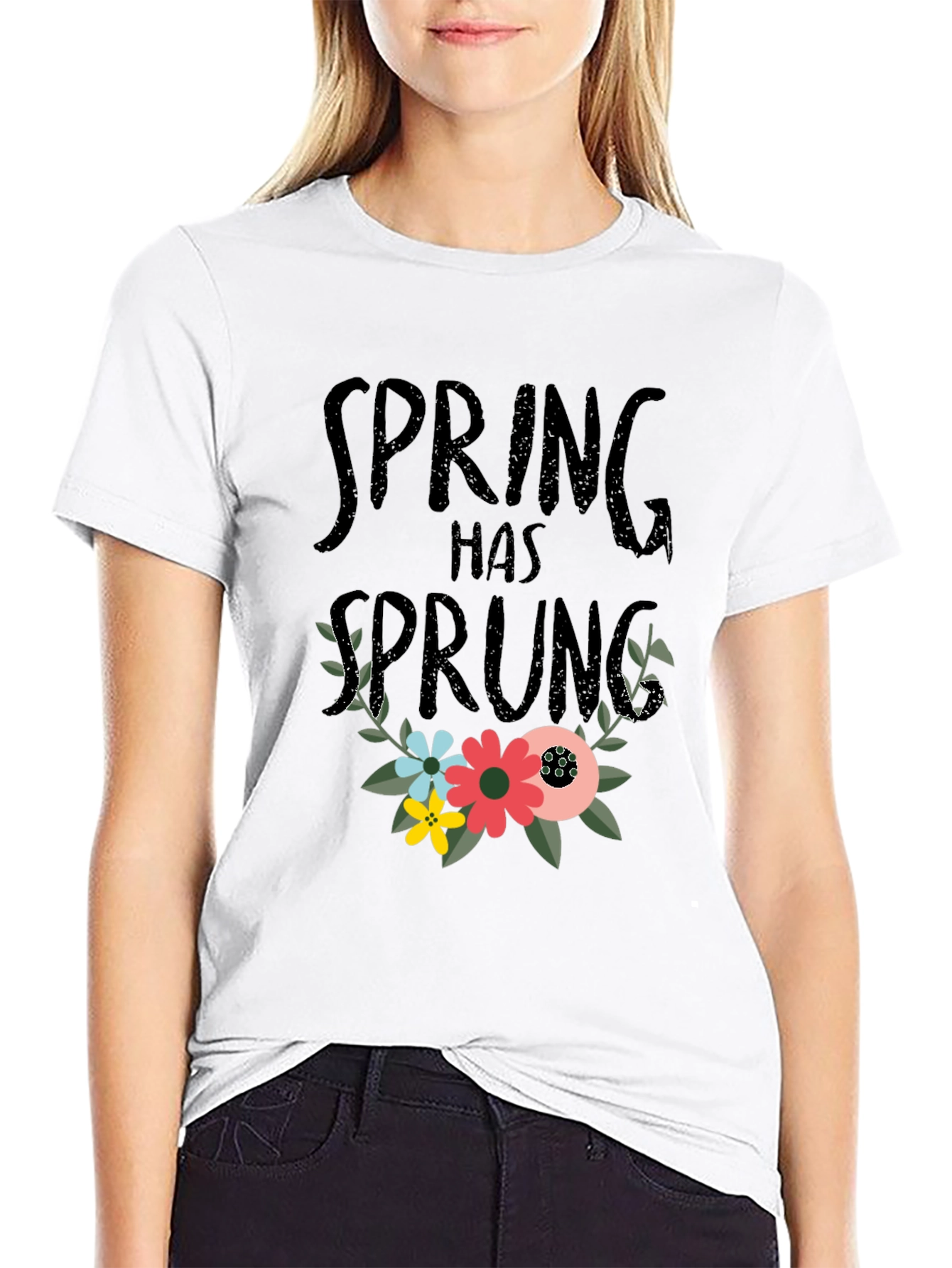 Black Spring Has Sprung Floral T-Shirt - Black view 9