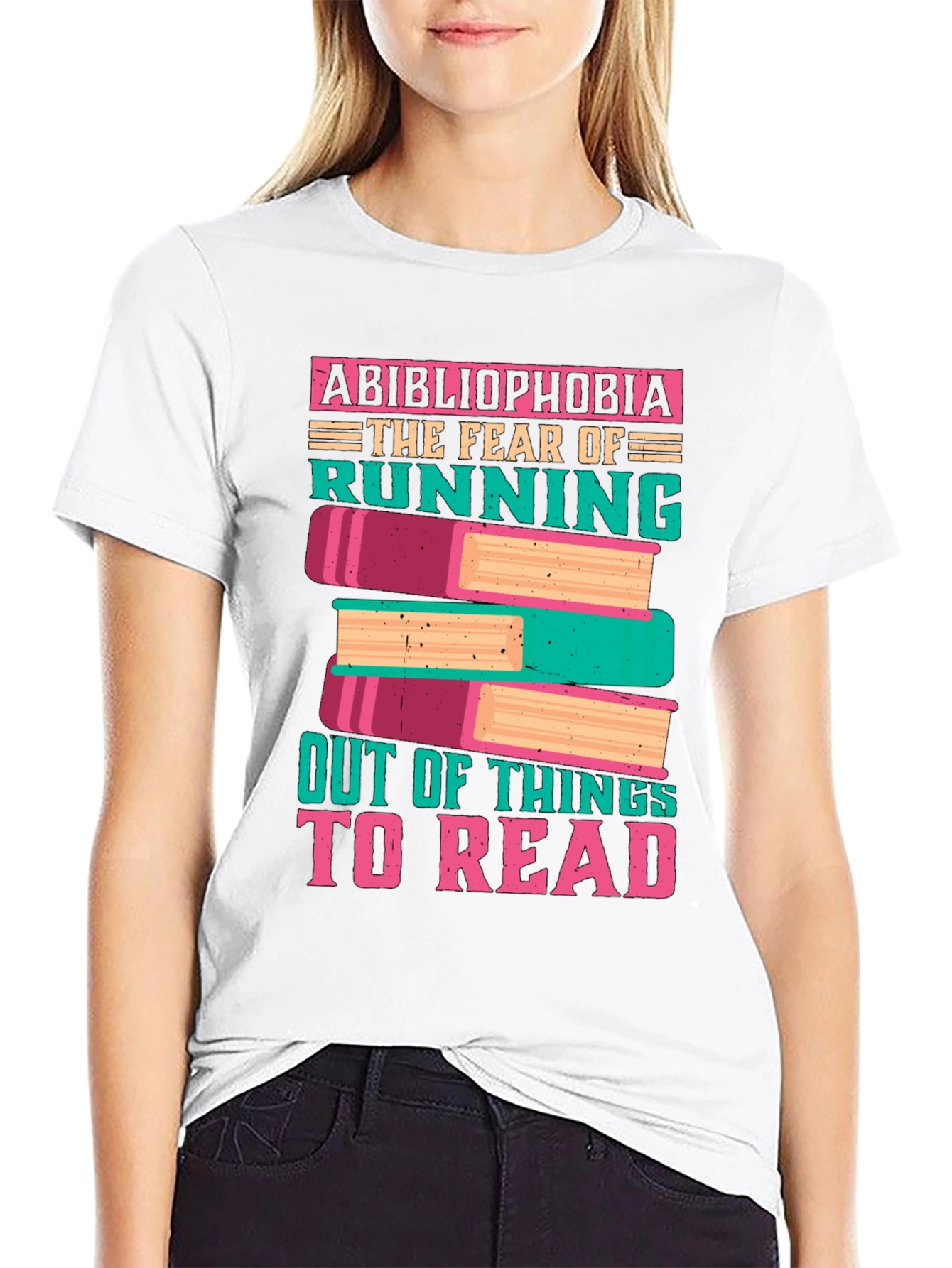 Black Abibliophobia Funny Book Lover T-Shirt view 9