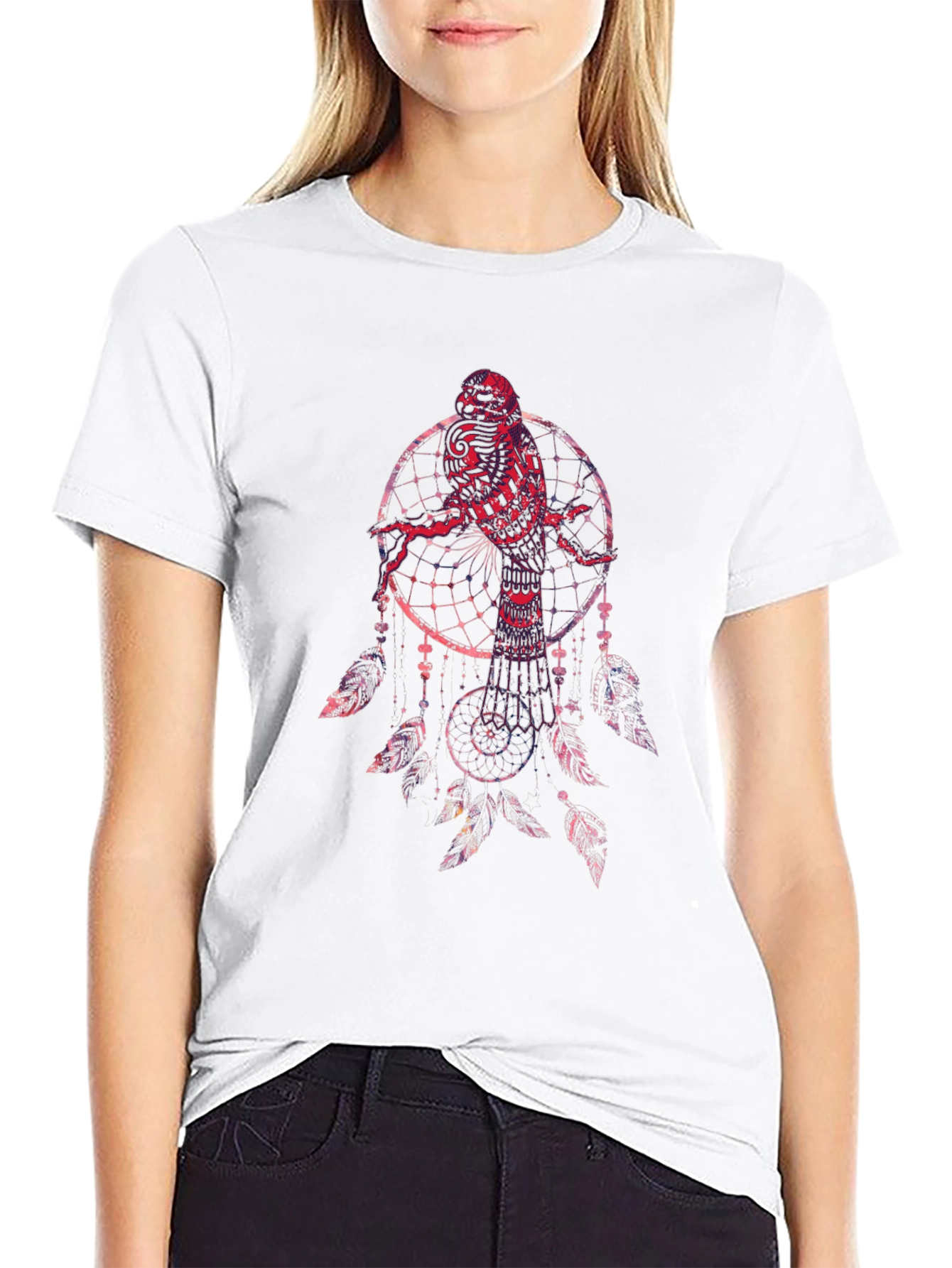 Black Dreamcatcher Owl Graphic T-Shirt view 9