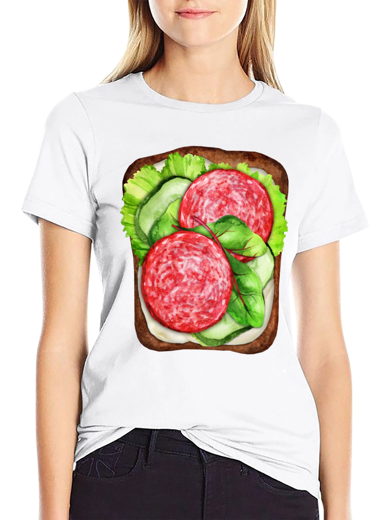 Black Funny Sandwich Graphic Tee - Foodie T-Shirt view 9