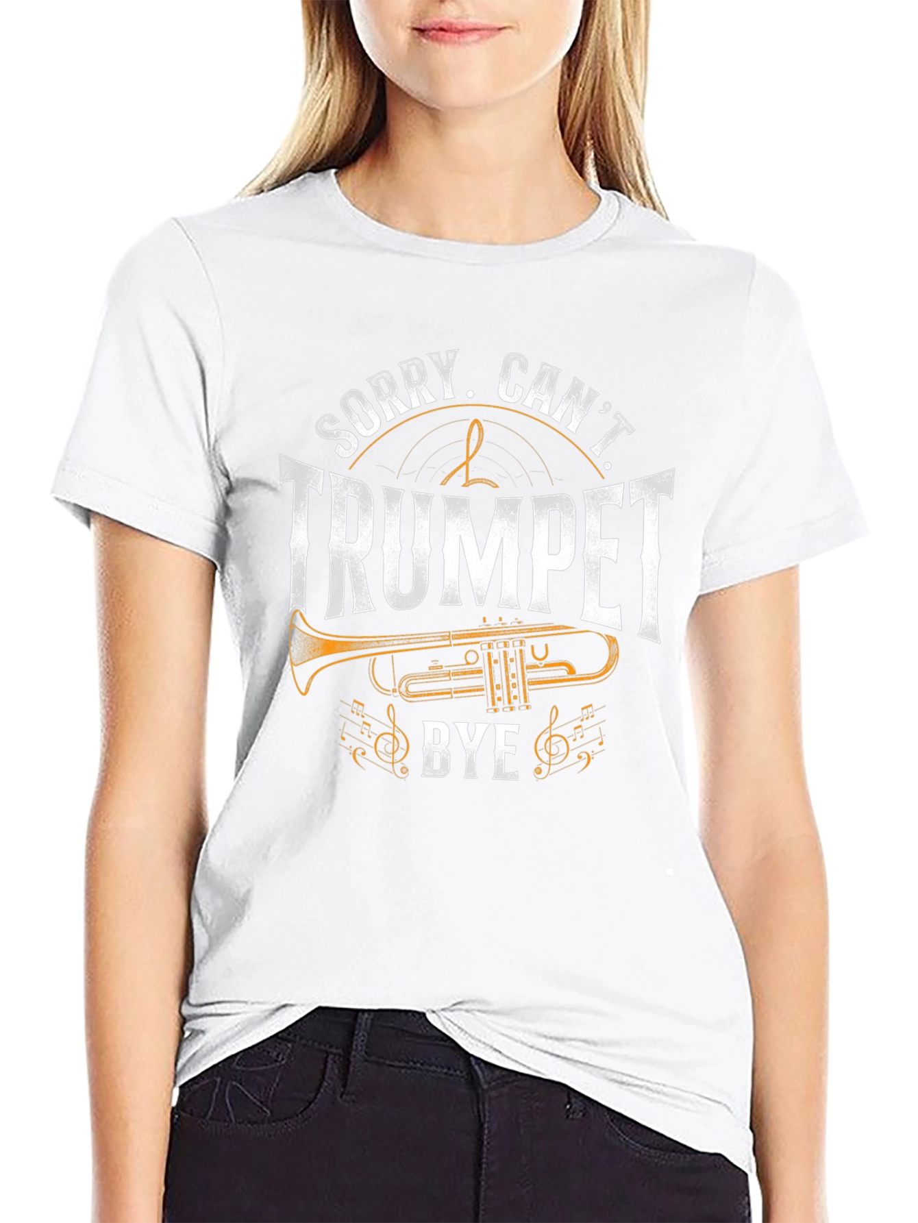 Black Sorry, Can't Trumpet Bye - Funny Music T-Shirt view 9