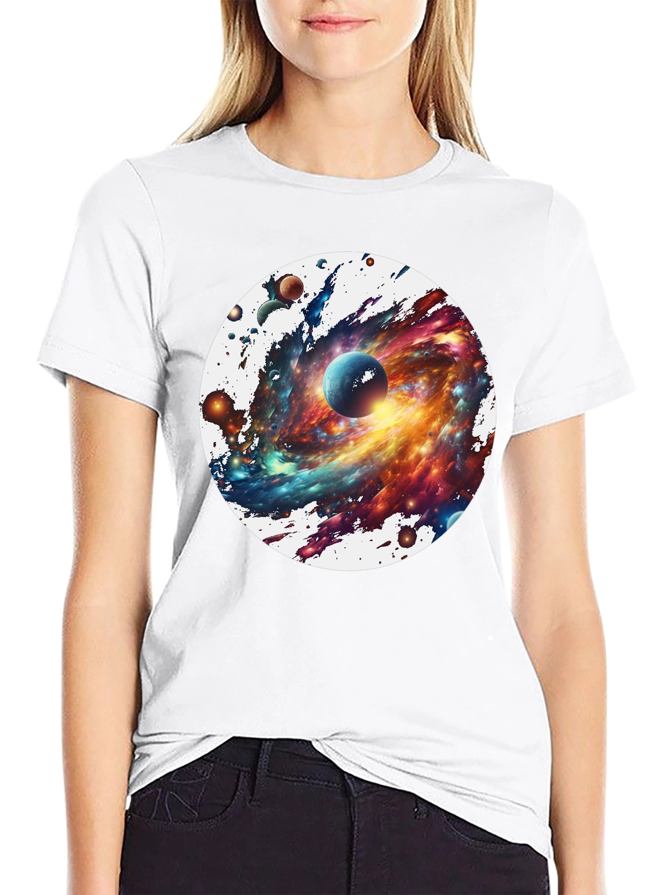 Black Galaxy Blast T-Shirt - Space Print Tee view 9