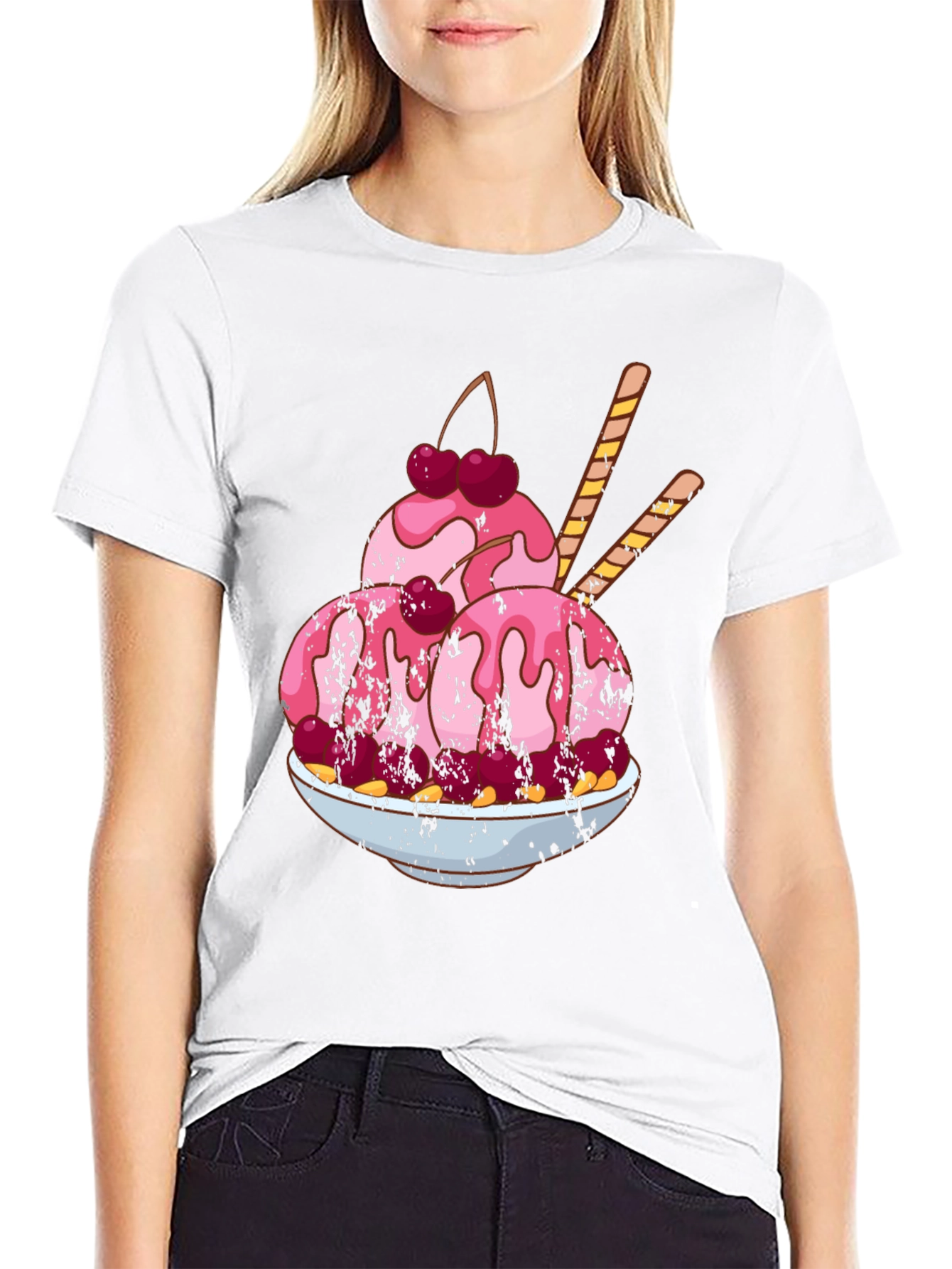 Black Ice Cream Sundae Graphic T-Shirt - Fun Foodie Tee view 9