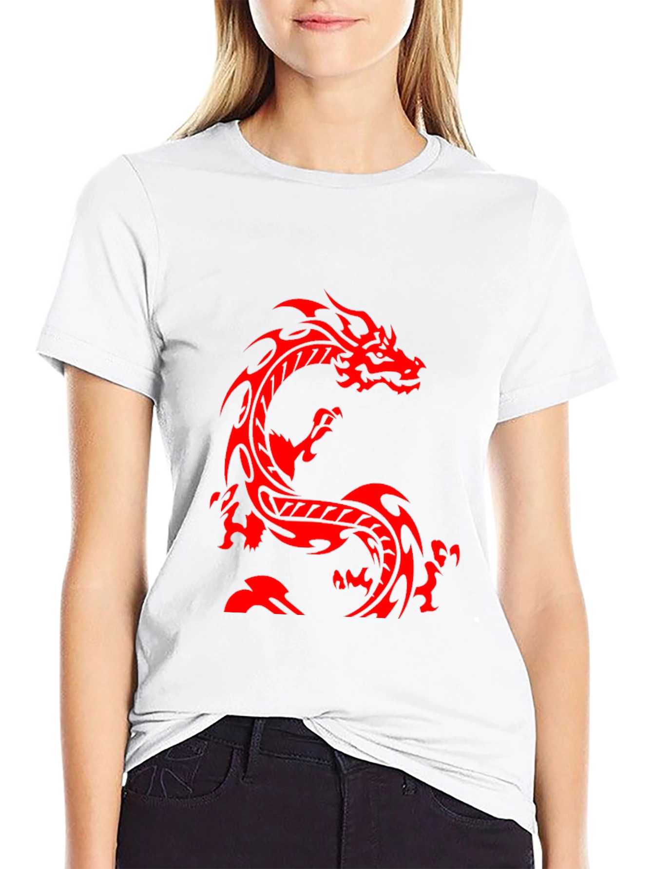 Black Red Dragon Graphic Black T-Shirt - Casual Style view 9