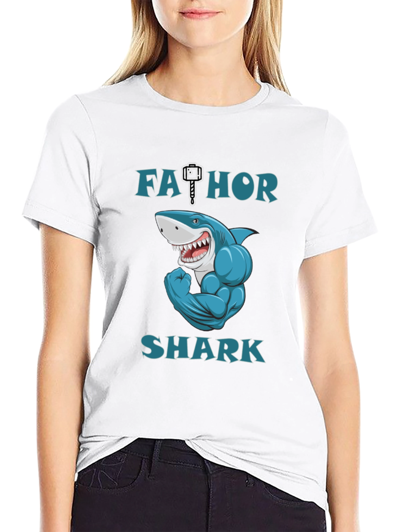 Black Fathor Shark Men's Graphic T-Shirt - Funny Father's Day Tee view 9