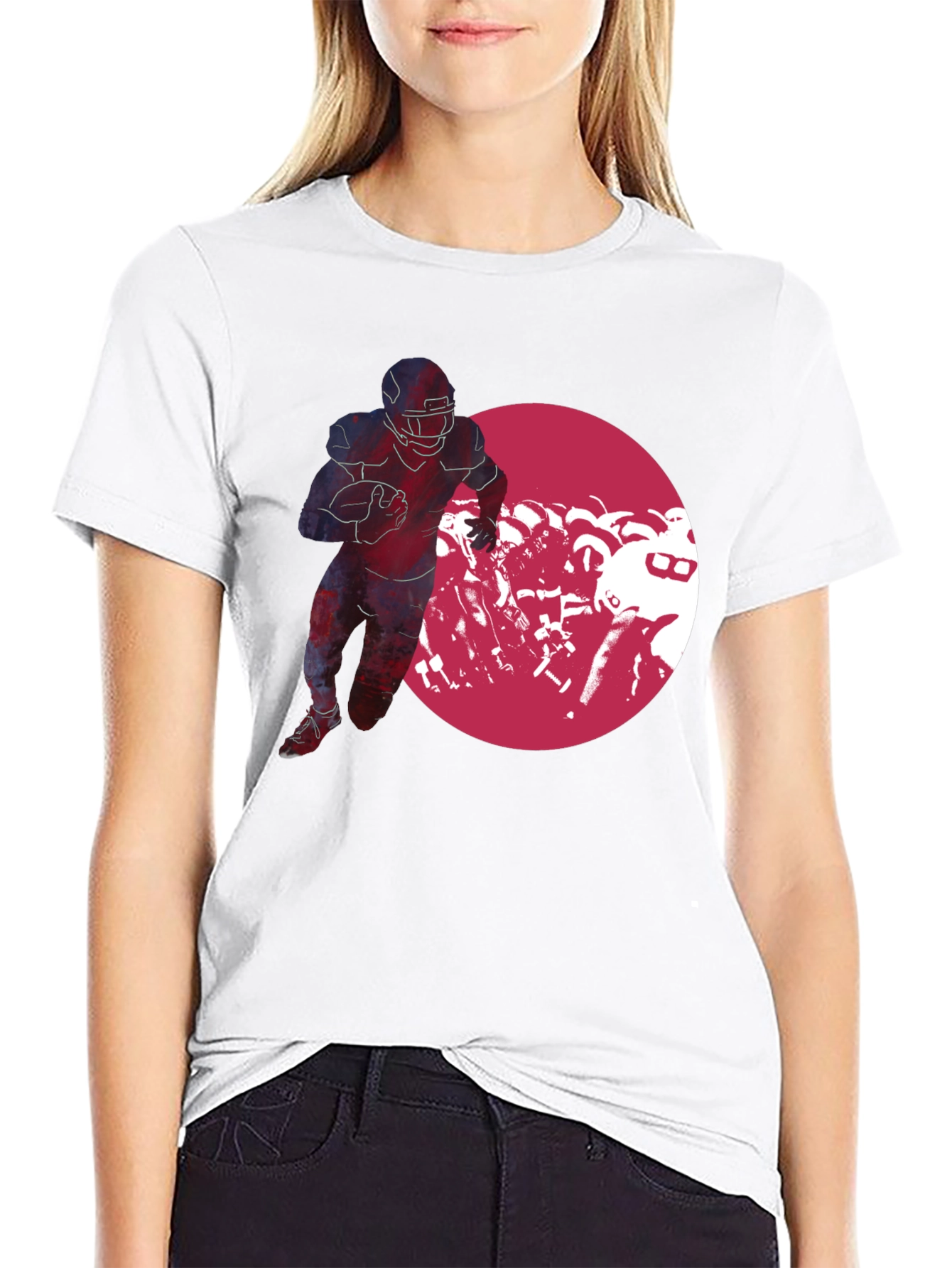 Black Football Player Graphic Black T-Shirt view 9