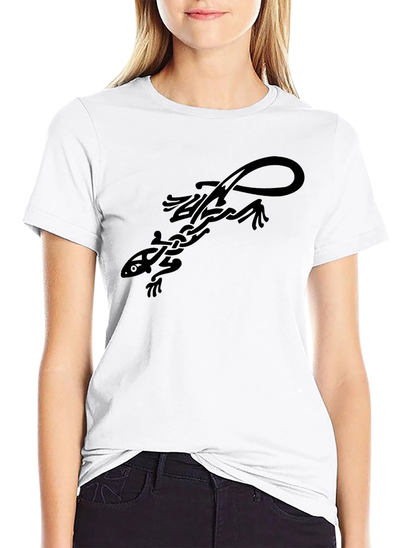 Black Tribal Lizard Graphic Tee - Cool Casual Style view 9