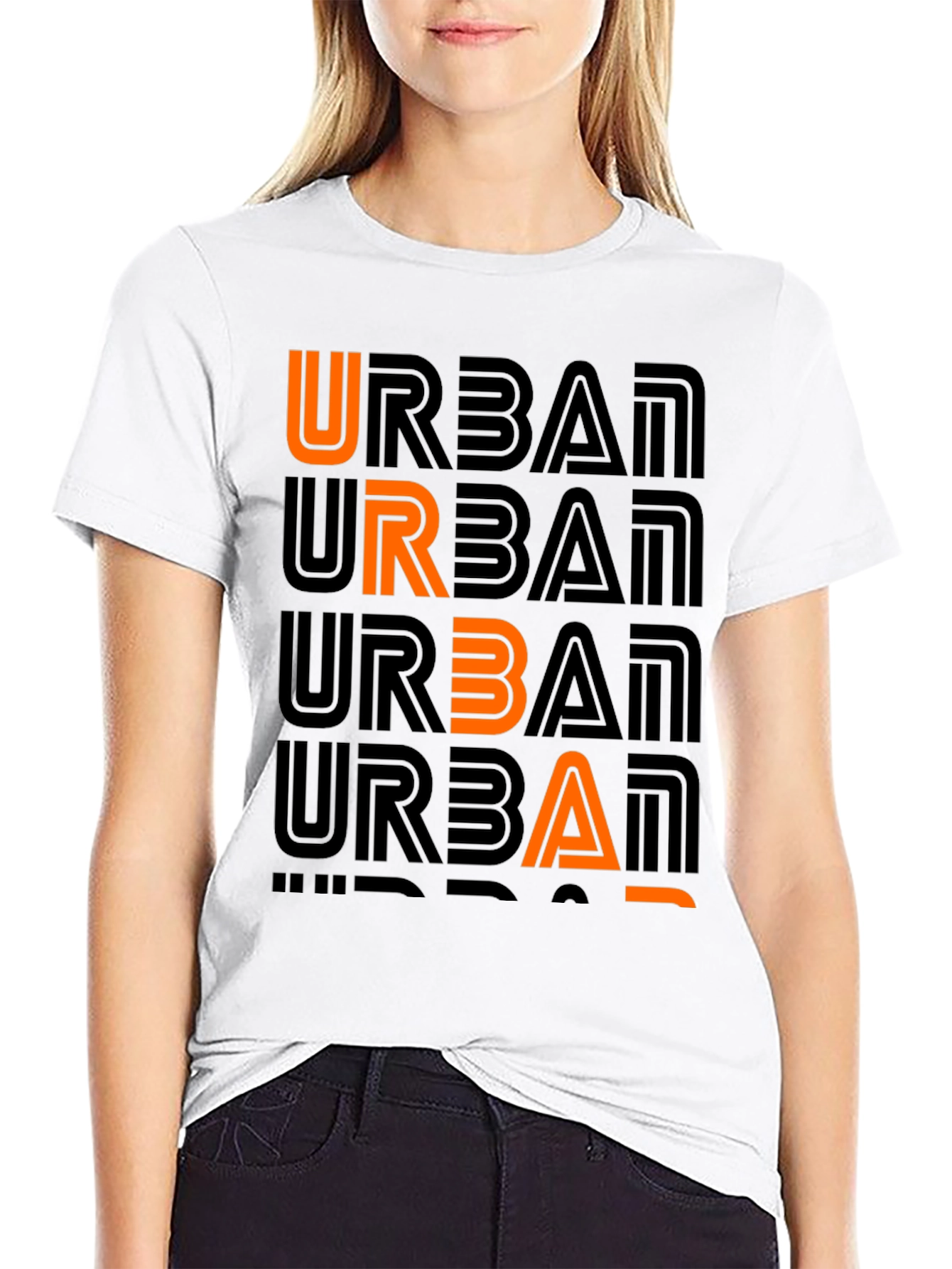 Black Urban Graphic Print Crew Neck T-Shirt view 9