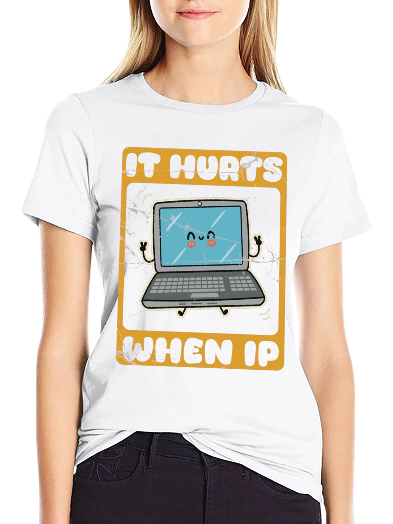 Black It Hurts When IP Funny Tech T-Shirt view 9
