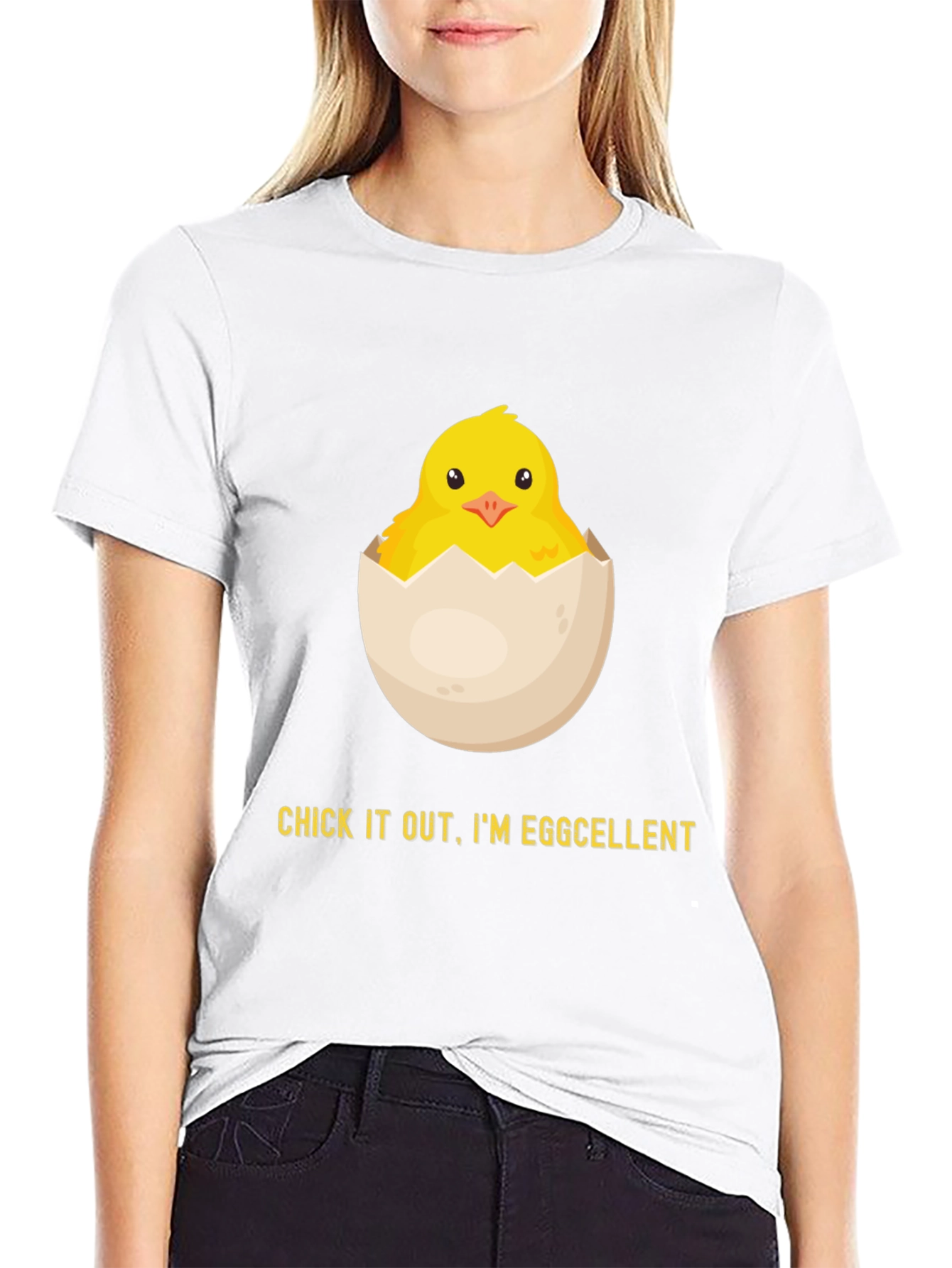 Black Eggcellent Chick Graphic Tee - Funny Easter Shirt view 9