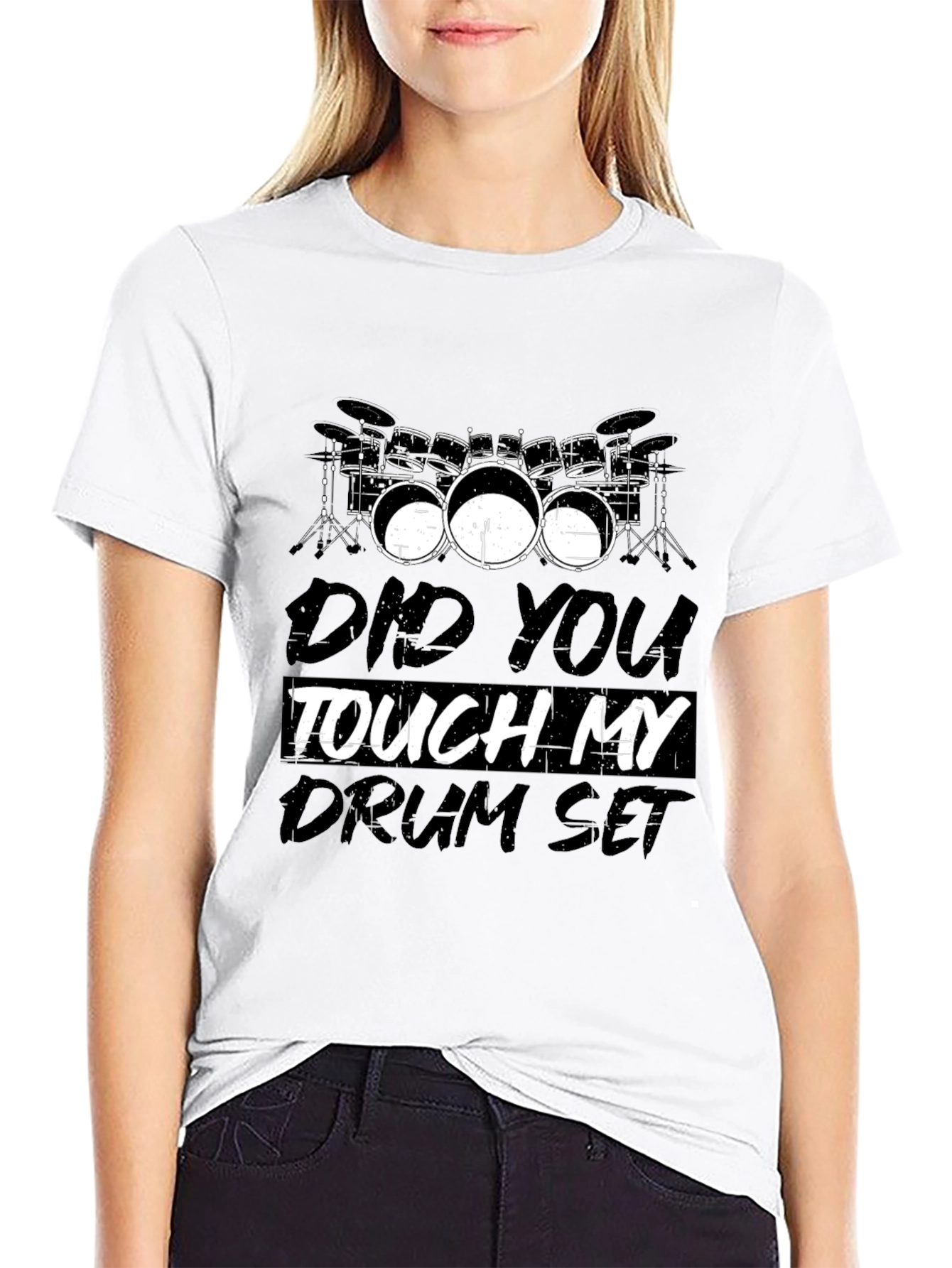 Black Did You Touch My Drum Set T-Shirt, Black, Novelty Tee view 9