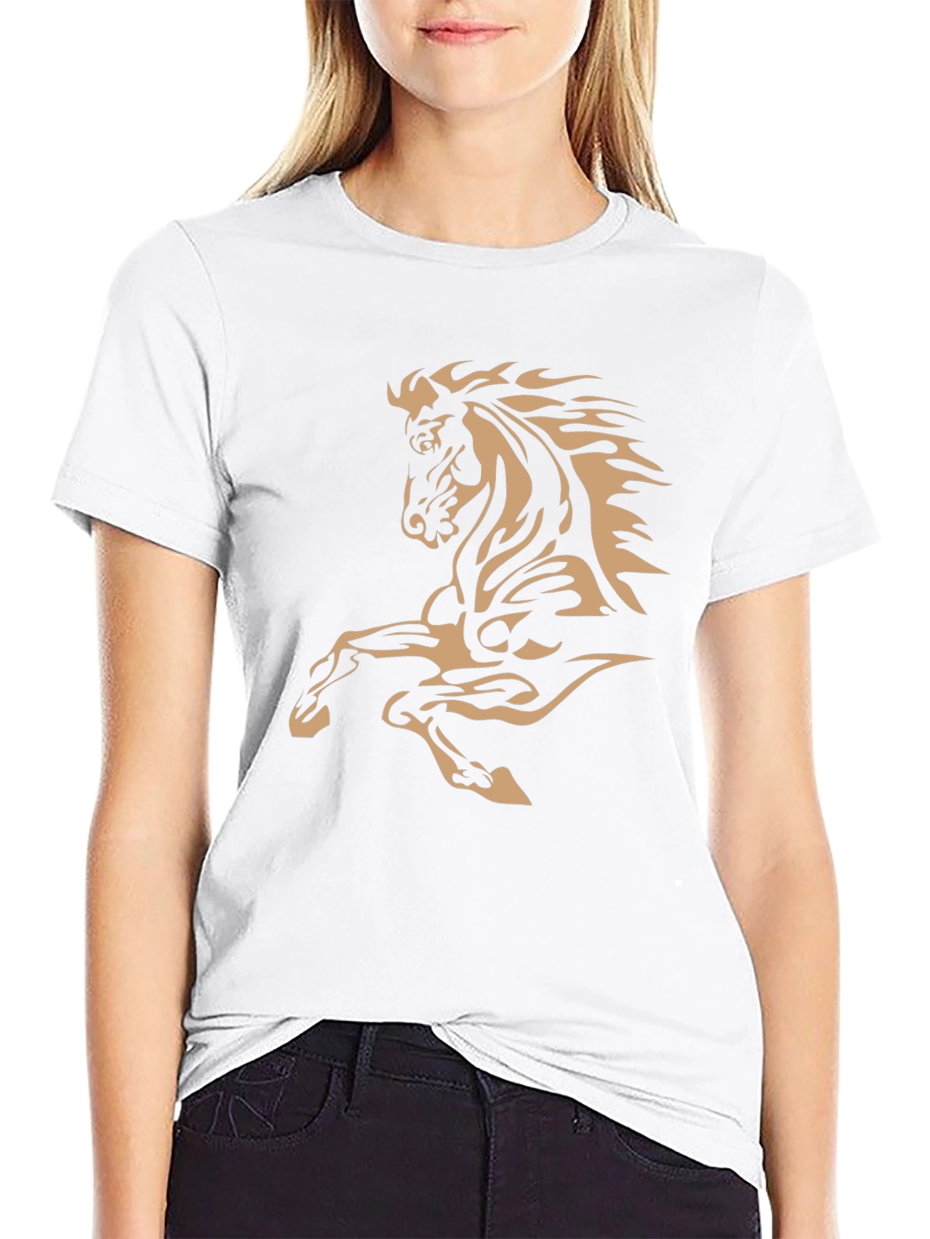 Black Black T-Shirt with Horse Design view 9