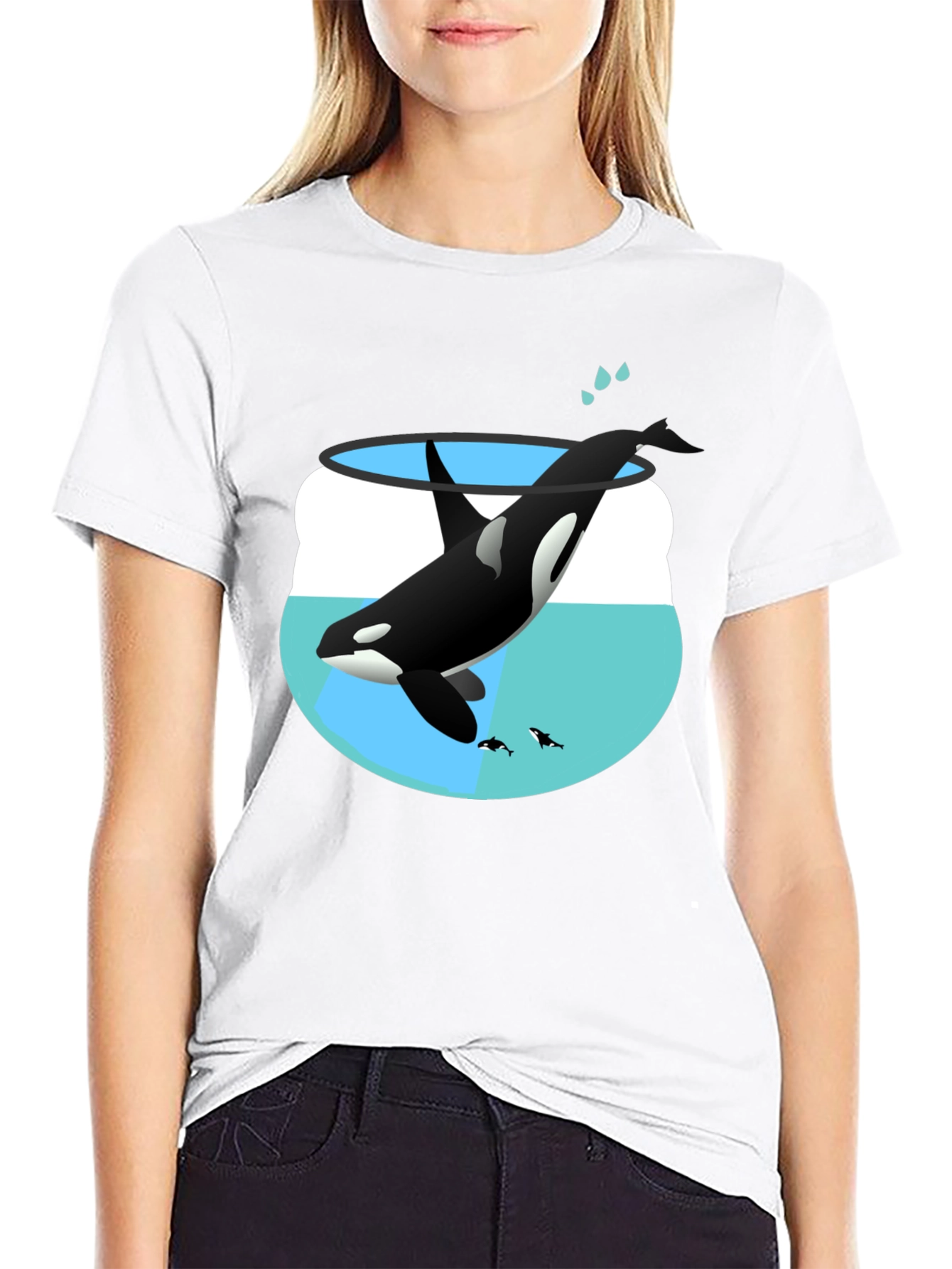Black Orca in a Fishbowl Graphic T-Shirt view 9