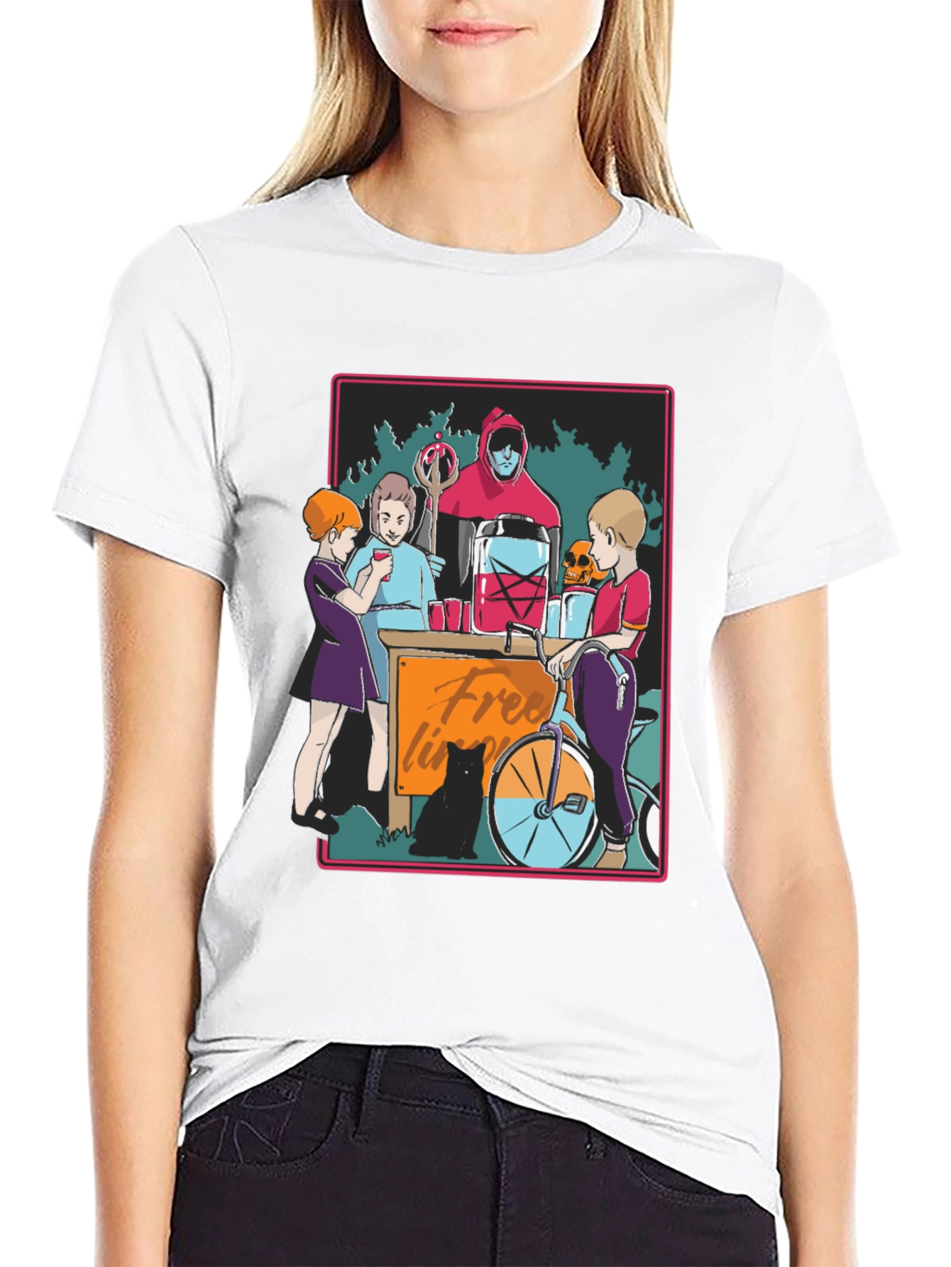 Black Cartoon Graphic Print Tee view 9