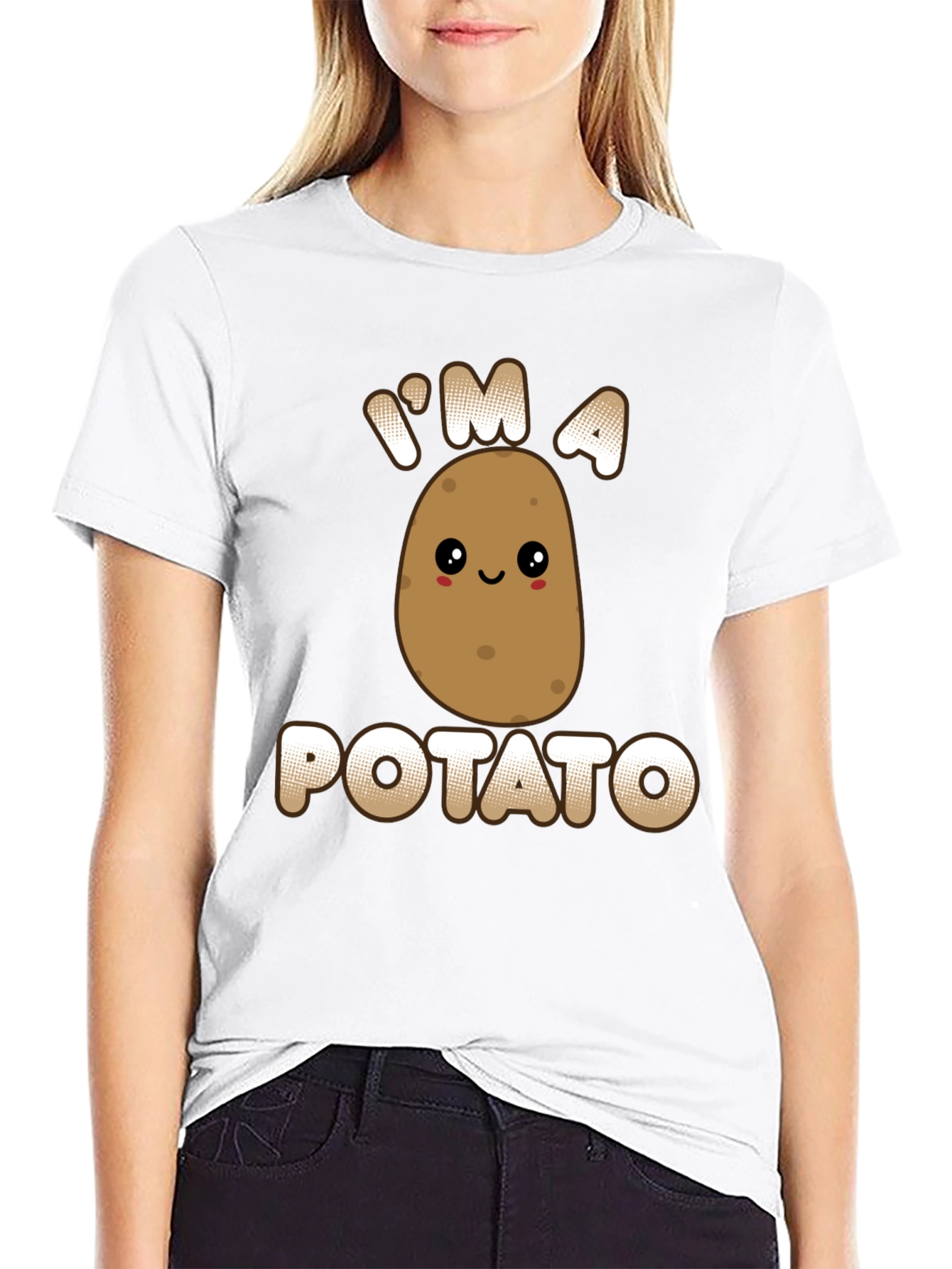Black Funny Potato Graphic T-Shirt - I'm A Potato Tee view 9