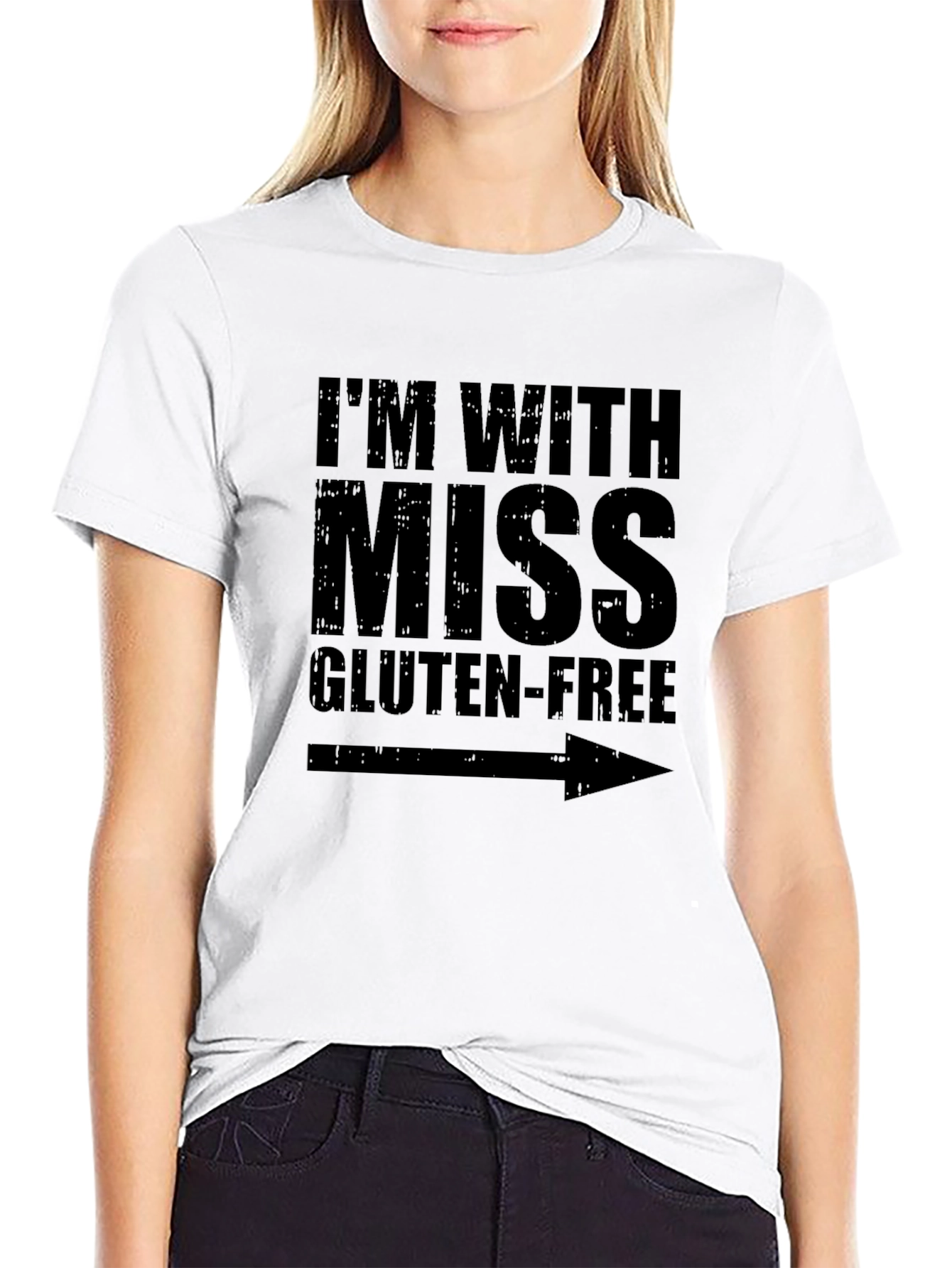 Black I'm With Miss Gluten-Free Graphic T-Shirt view 9