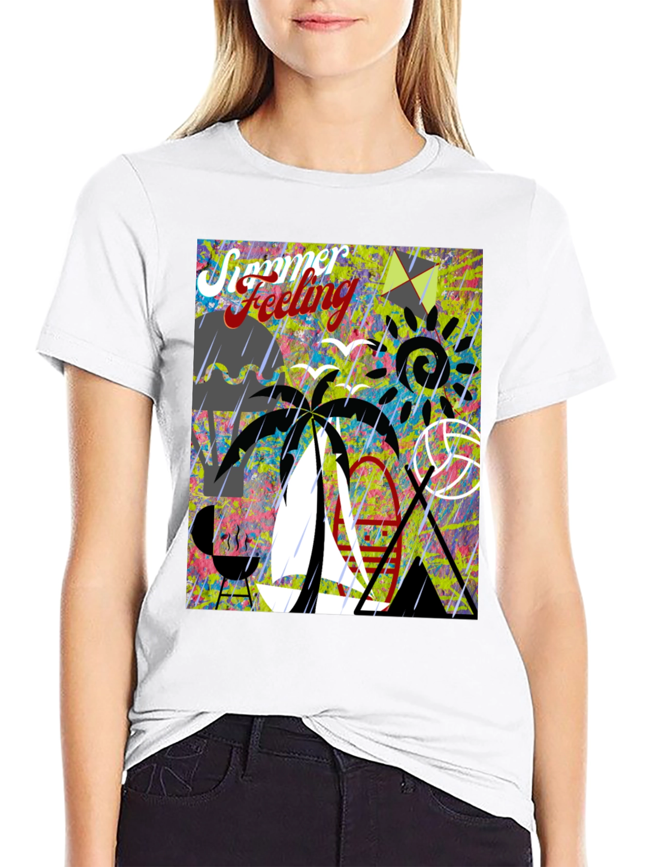 Black Summer Feeling Graphic Tee view 9