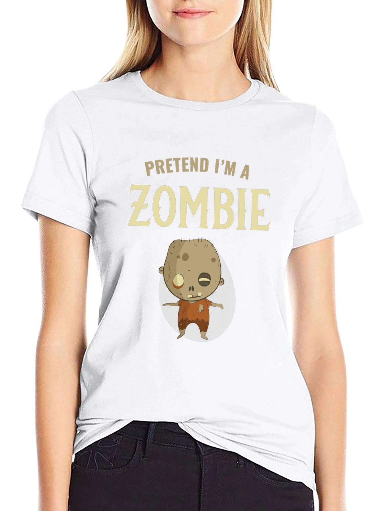 Black Pretend I'm a Zombie T-Shirt - Funny Halloween Costume view 9