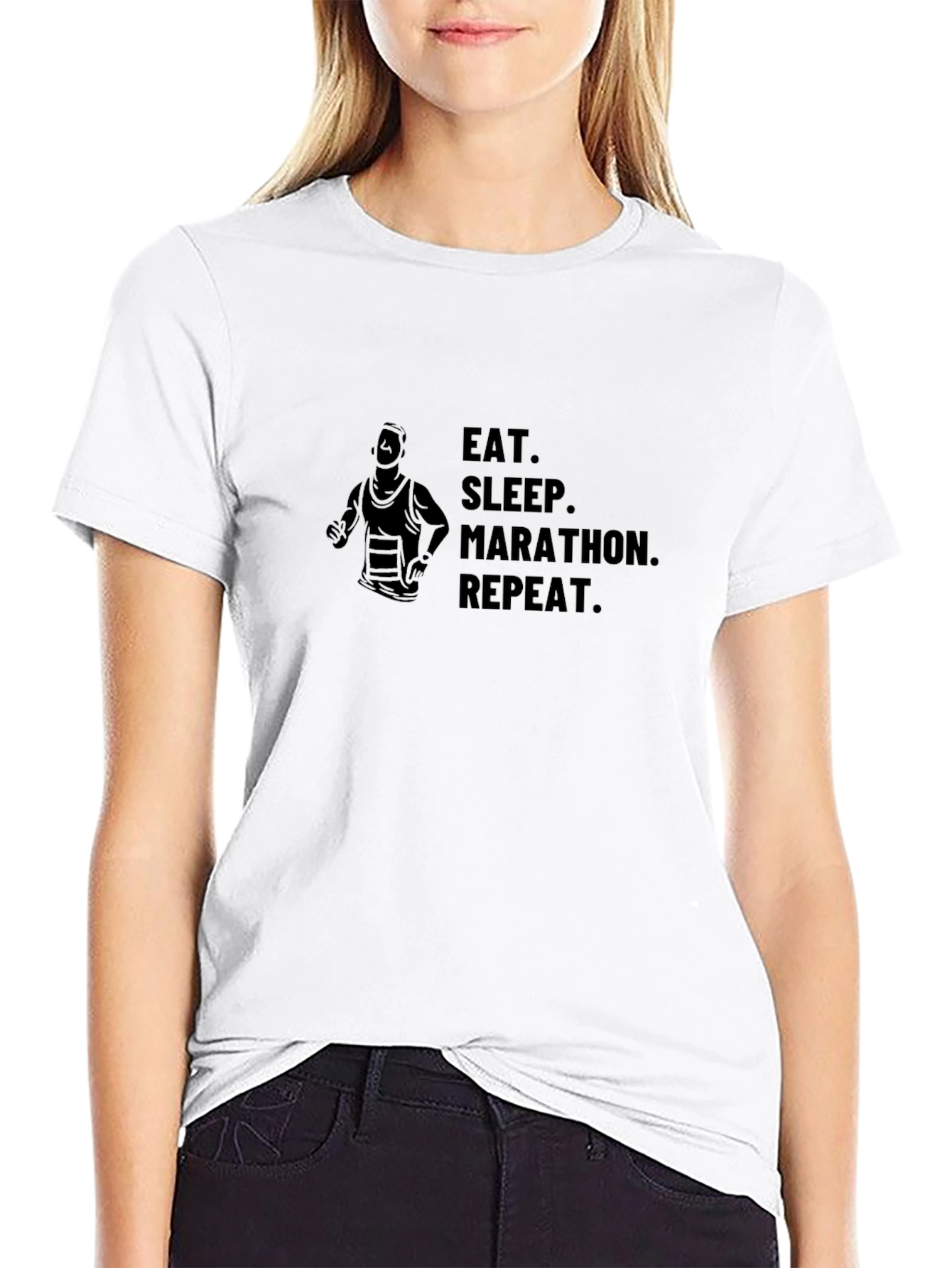 Black Eat Sleep Marathon Repeat T-Shirt view 9