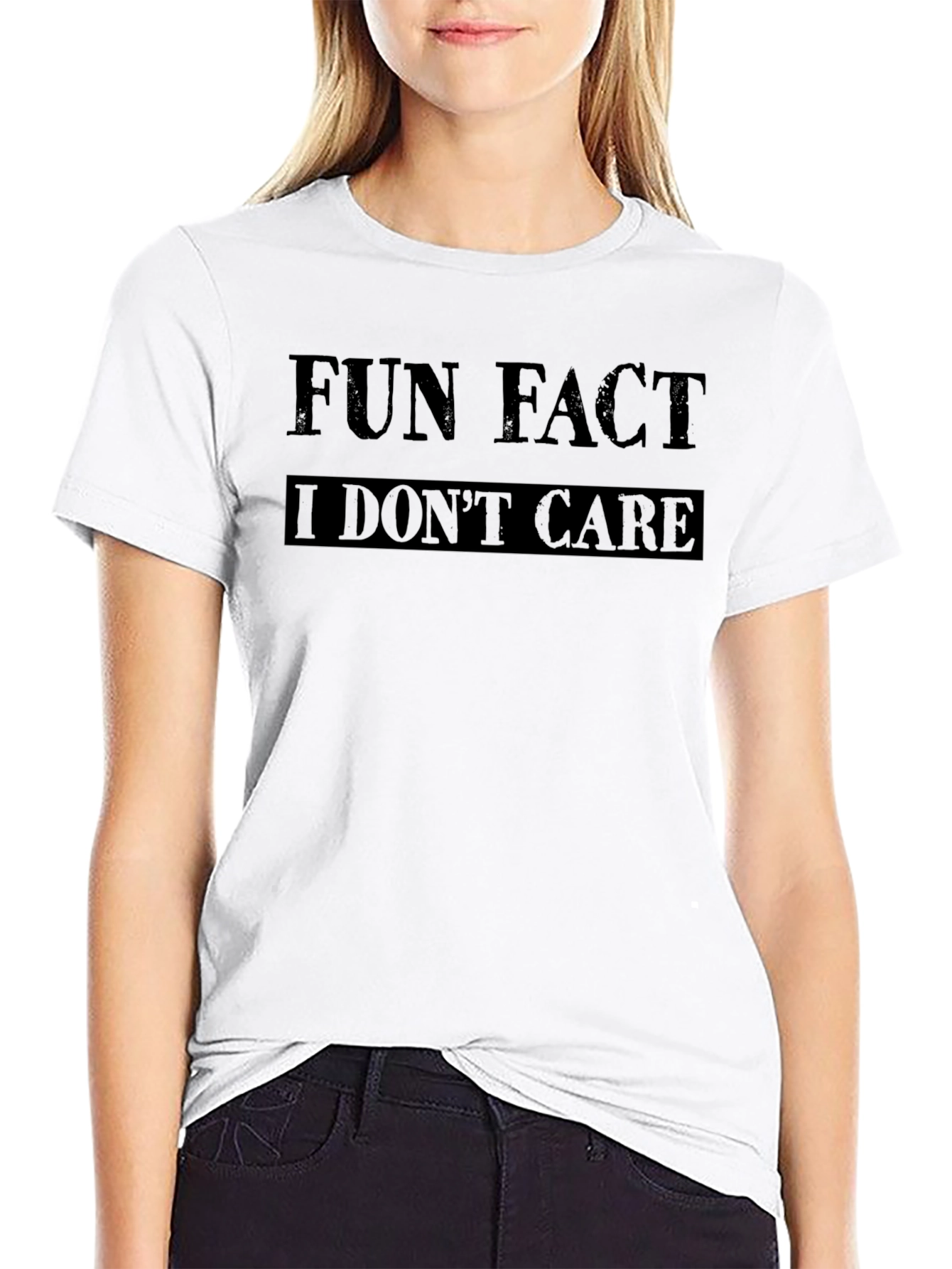 Black Fun Fact I Don't Care Black T-Shirt view 9
