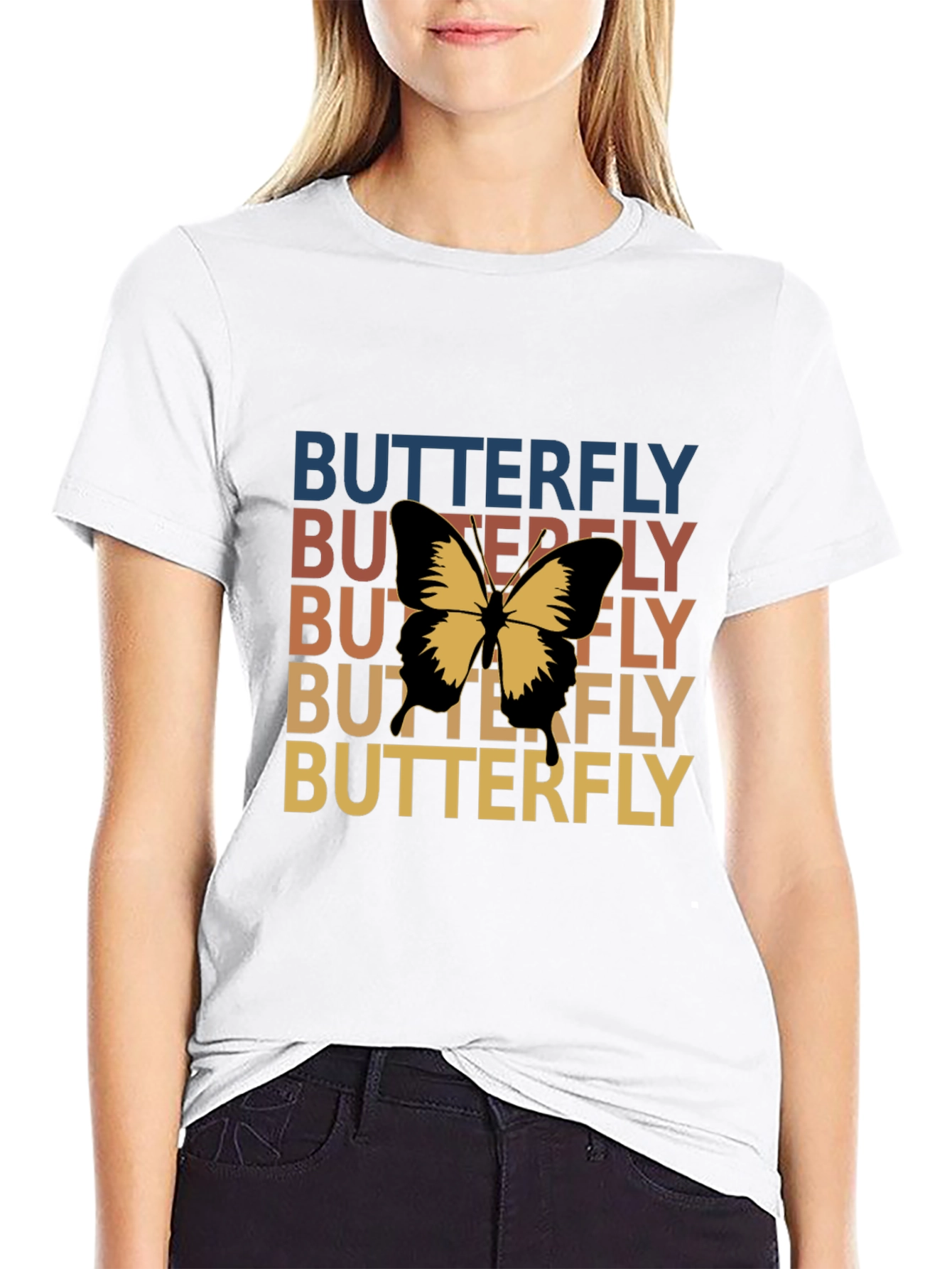 Black Retro Butterfly T-Shirt - Vintage Style Graphic Tee view 9