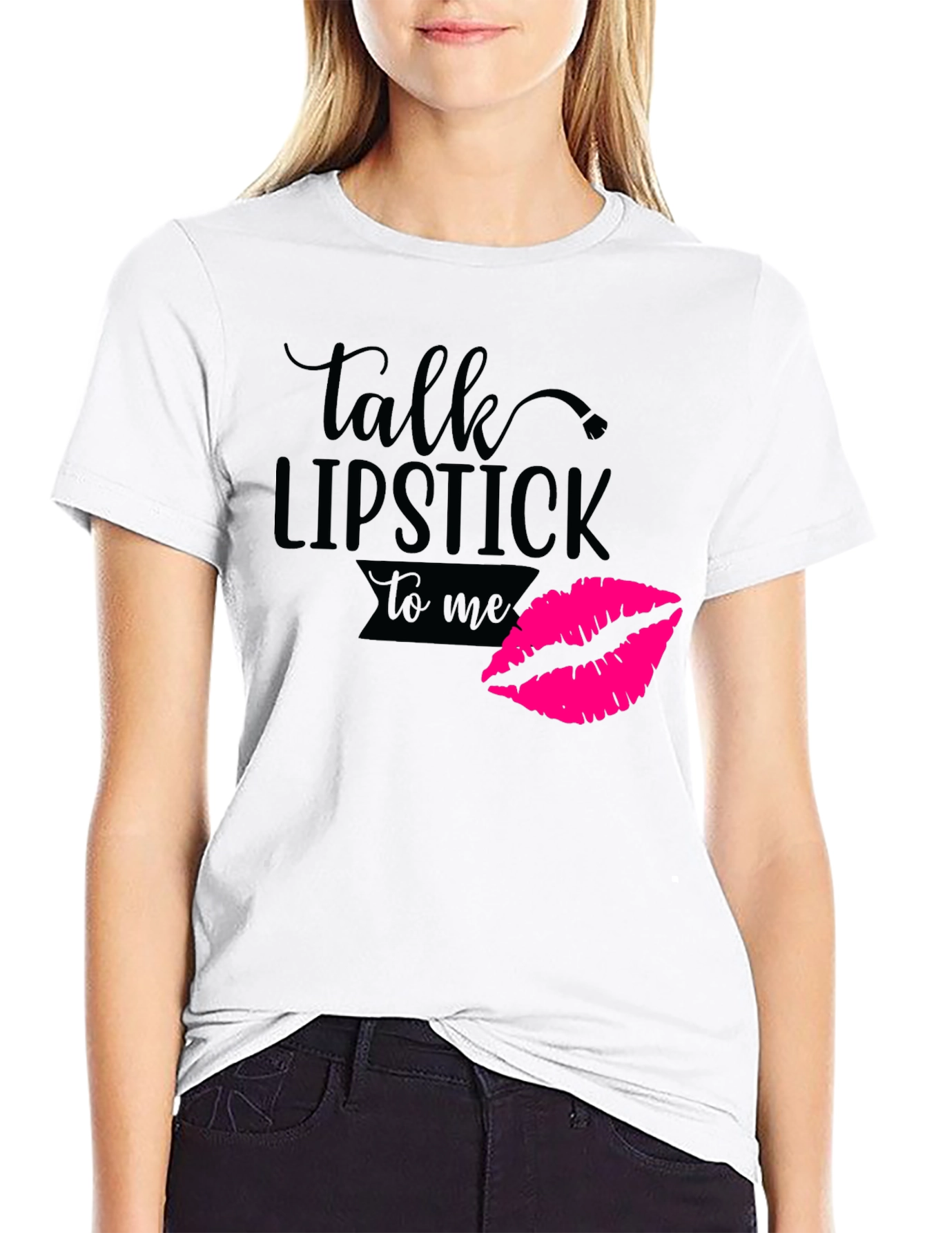 Black Talk Lipstick to Me Graphic Tee view 9
