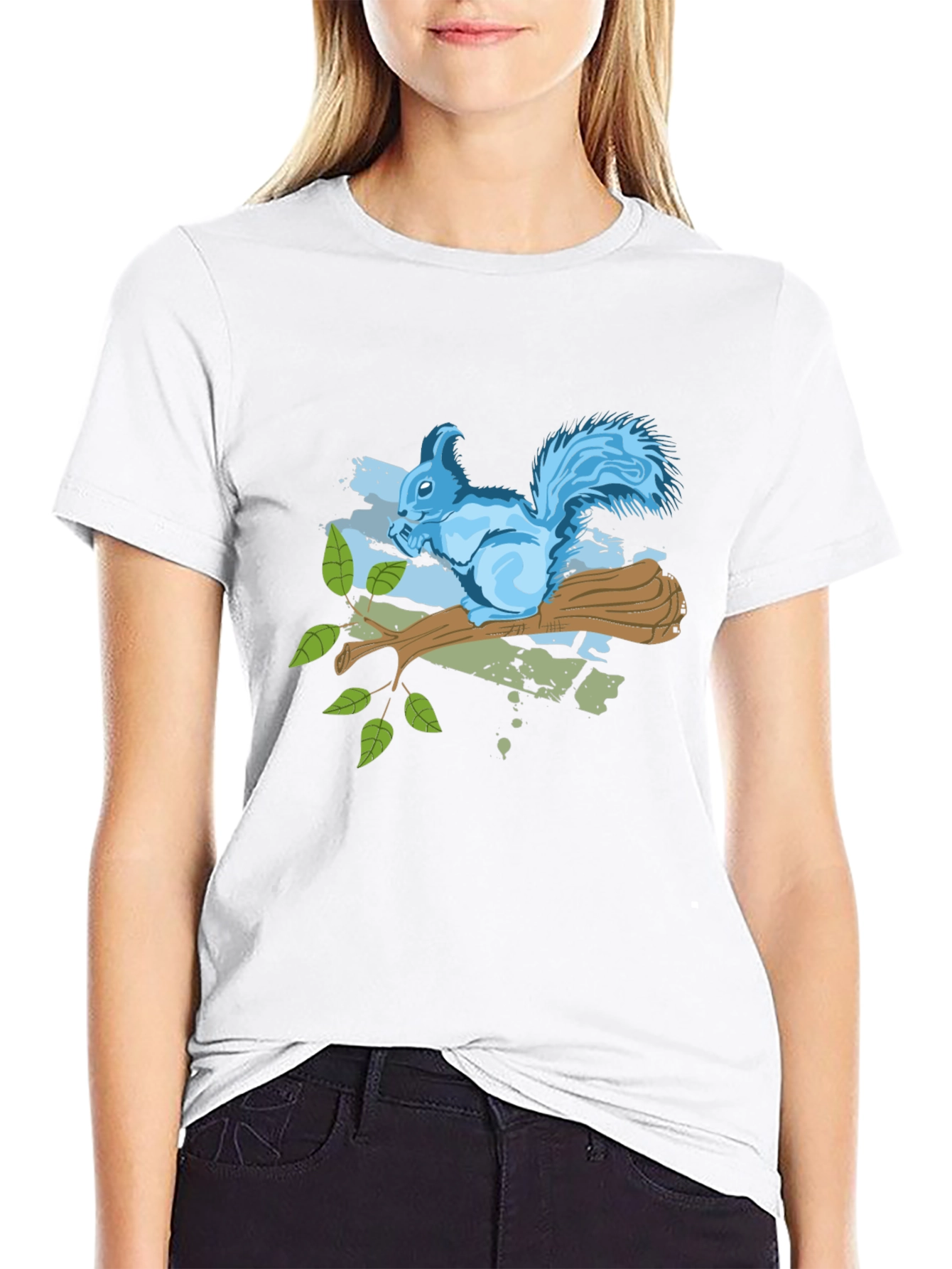 Black Squirrel on Branch Graphic Tee - Black view 9