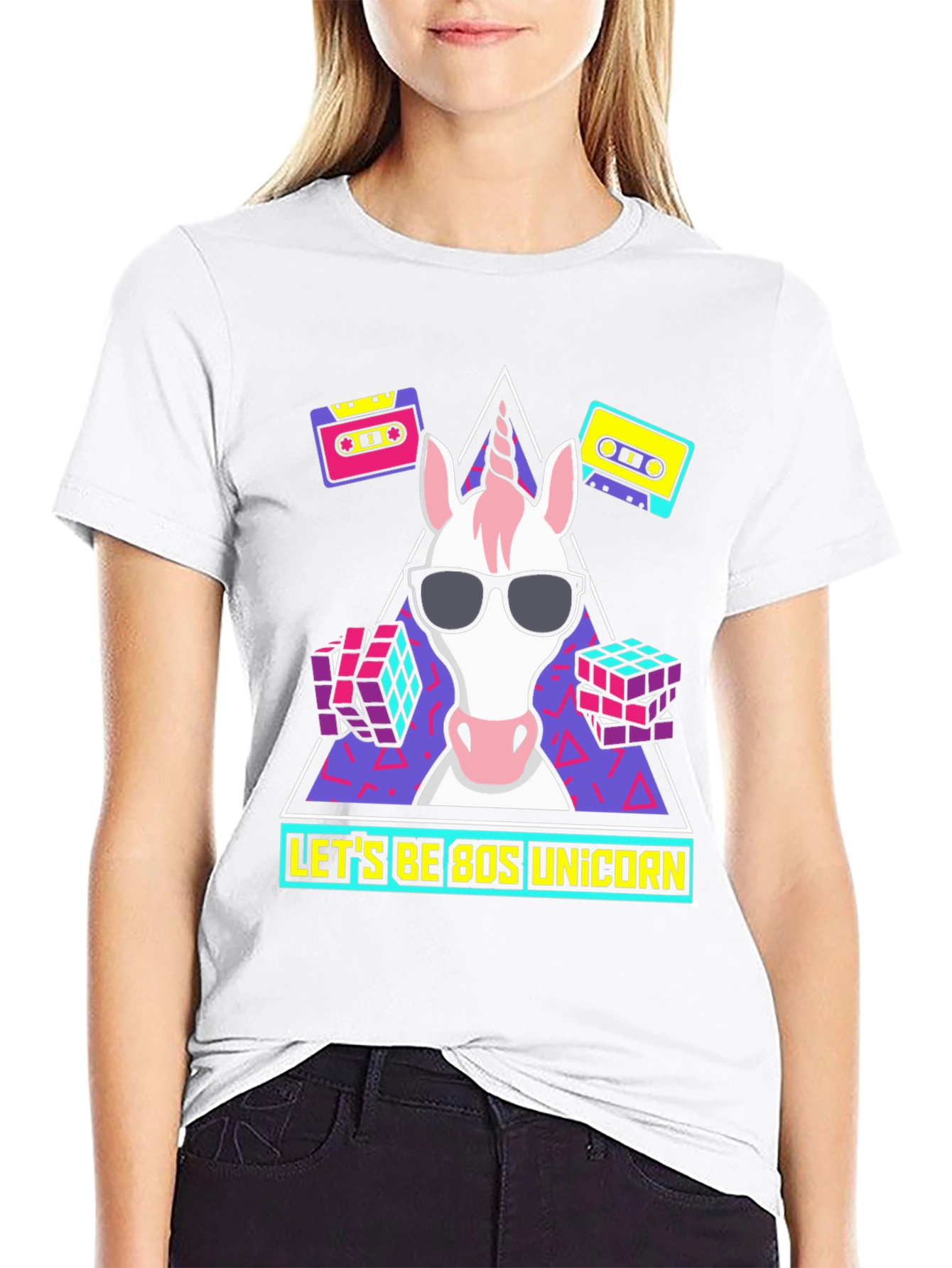Black 80s Unicorn Graphic Tee view 9