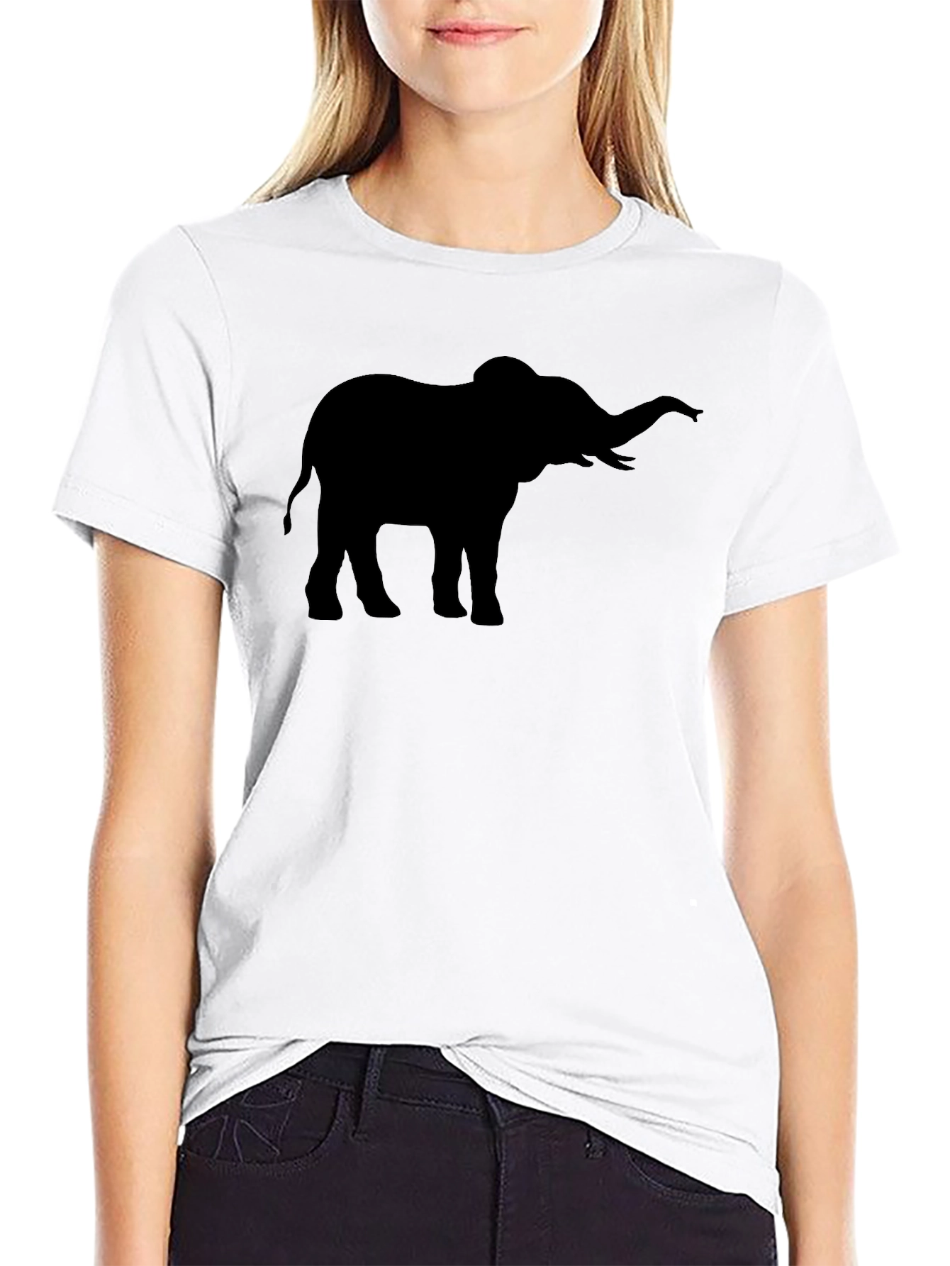 Black Elephant Silhouette Graphic Tee - Black view 9