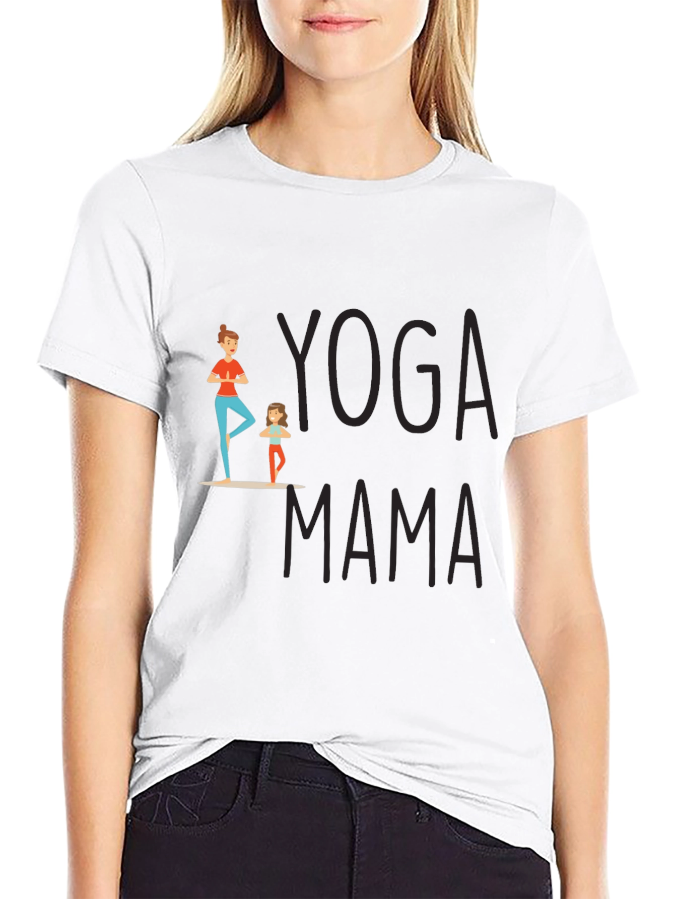 Black Yoga Mama Graphic T-Shirt - Black view 9