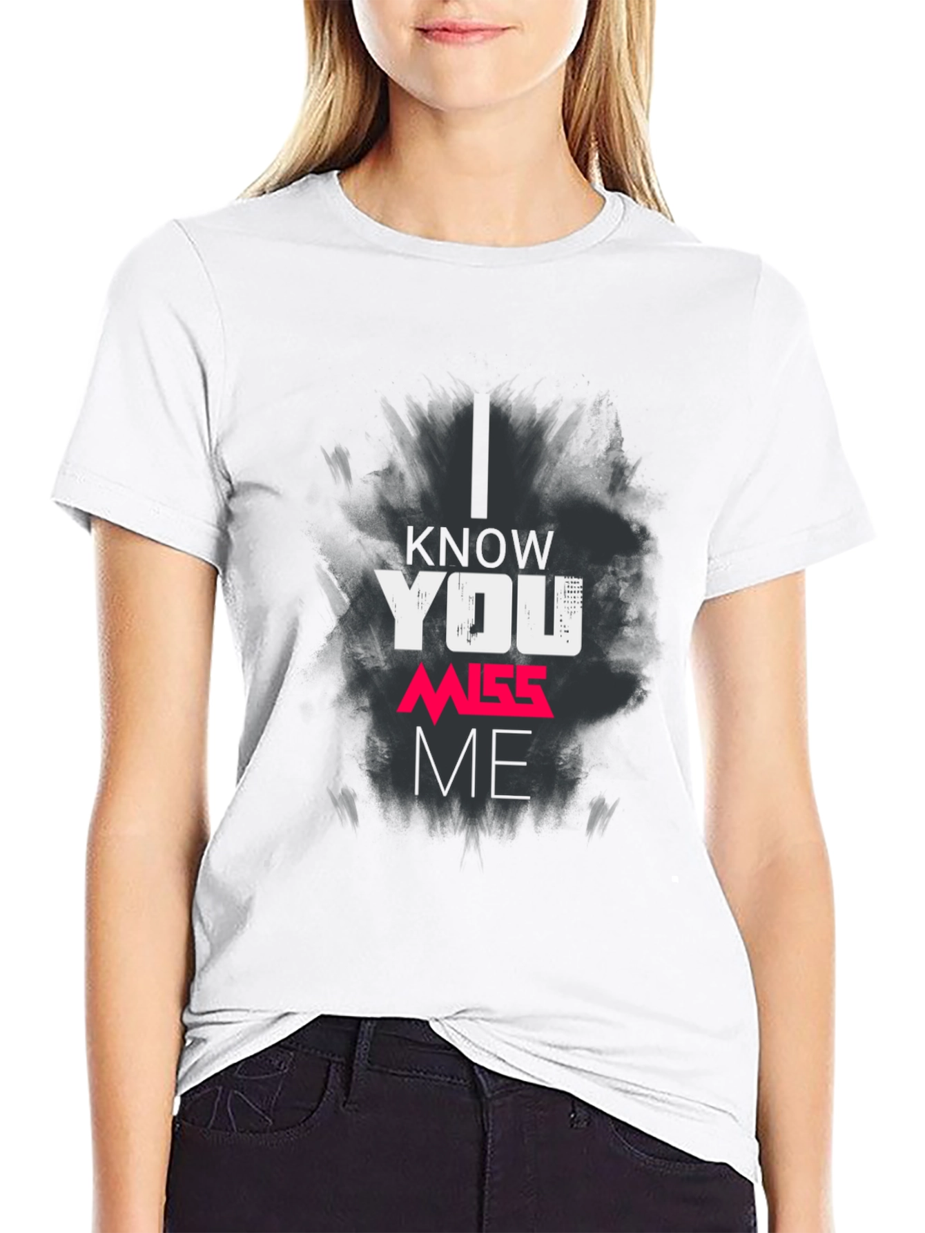 Black I Know You Miss Me Graphic Print Black T-Shirt view 9