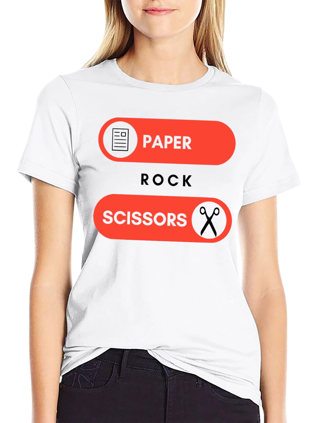 Black Paper Rock Scissors Graphic Tee - Fun Casual Wear view 9