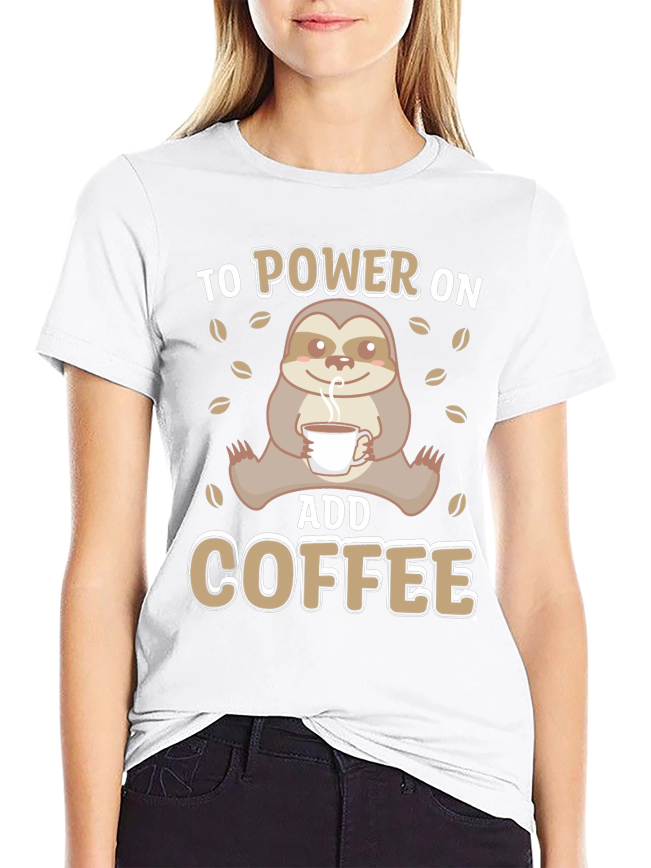Black Sloth Coffee T-Shirt - Power On, Add Coffee! view 9