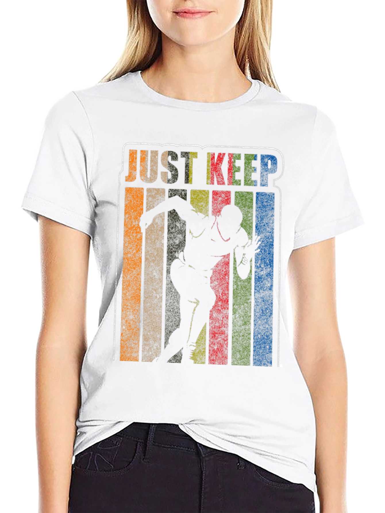 Black Just Keep Running Retro T-Shirt view 9