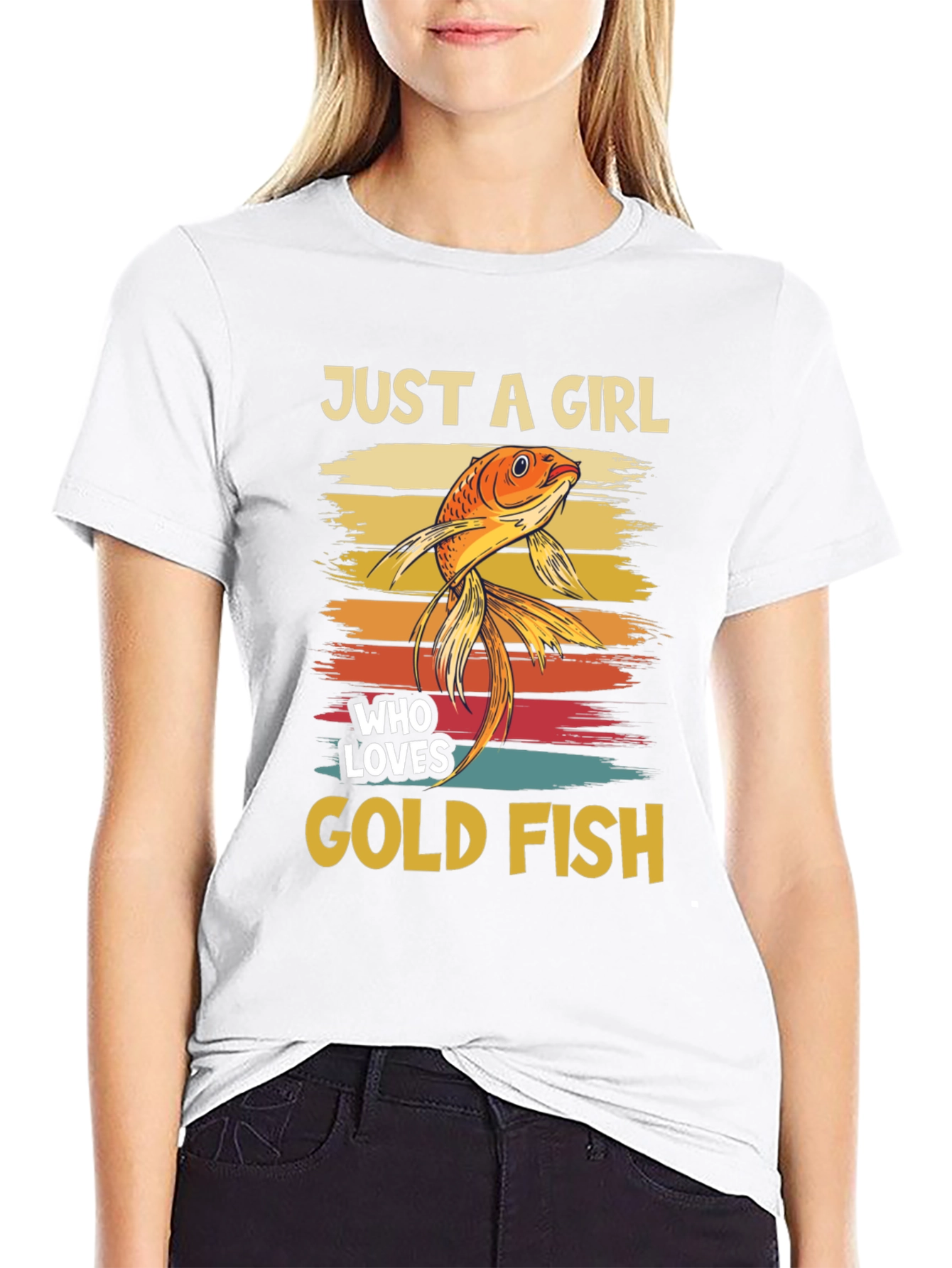 Black Just A Girl Who Loves Goldfish T-Shirt view 9