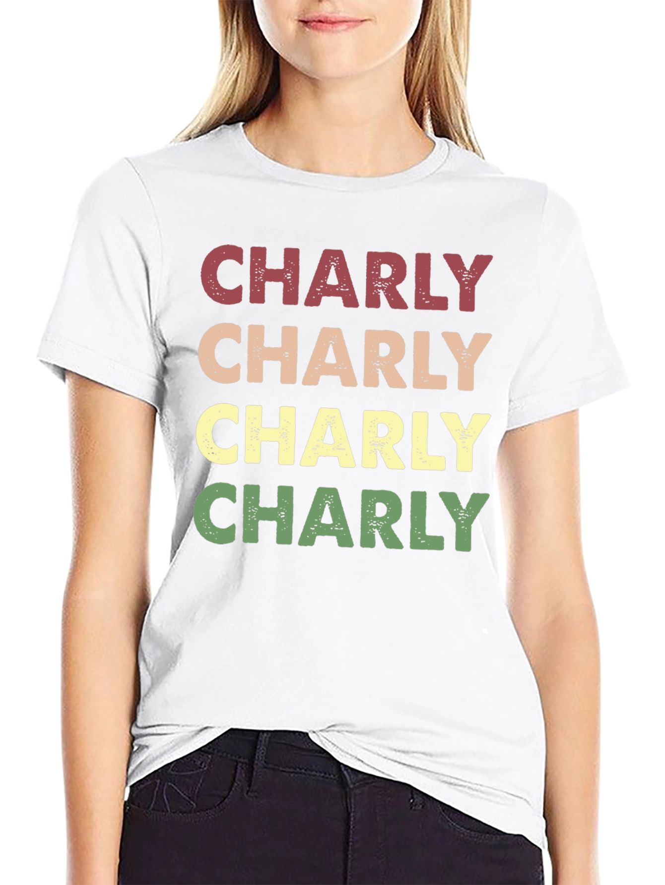 Black Retro Charly T-Shirt - Vintage Style Name Tee view 9