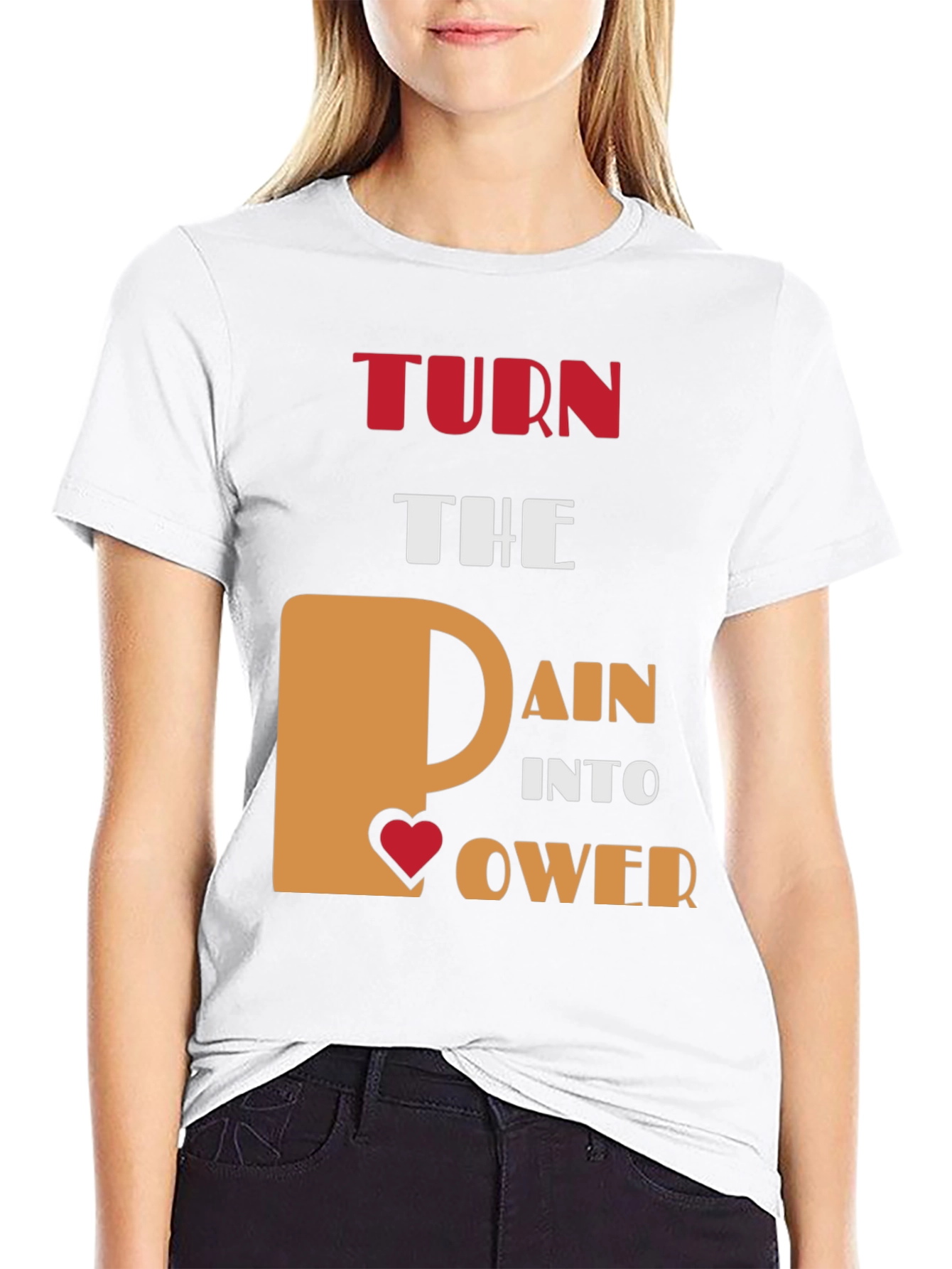 Black Turn Pain Into Power Graphic T-Shirt view 9